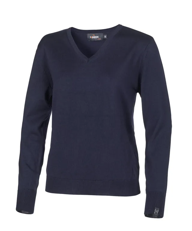 Ivanhoe Merino V-Neck Damen Wollpullover Navy 100% Merino