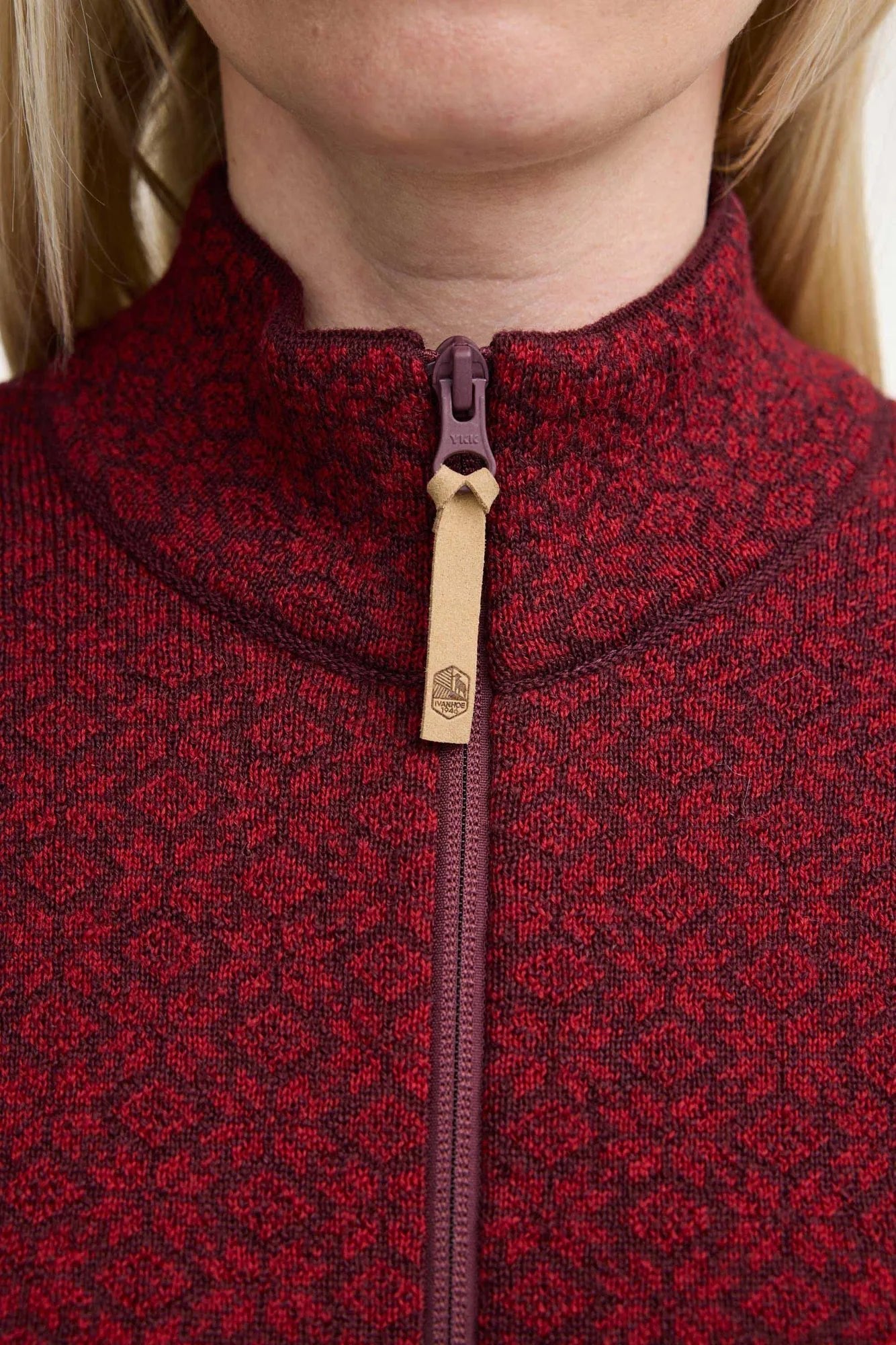 Ivanhoe Fiona Full Zip Strickpullover 38 Deep Red Muster