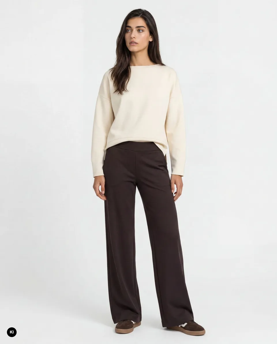 Stehmann Hamatit Relaxed Fit Hose dark mocha Wide-Leg
