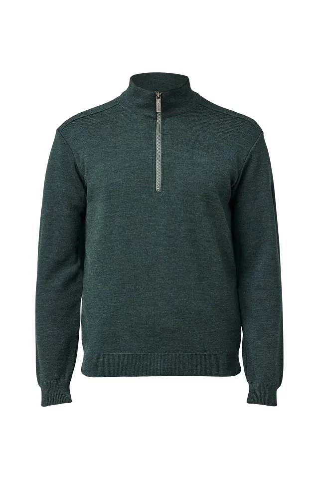 Ivanhoe Ruben Half Zip Wollpullover Herren Grün Merinowolle