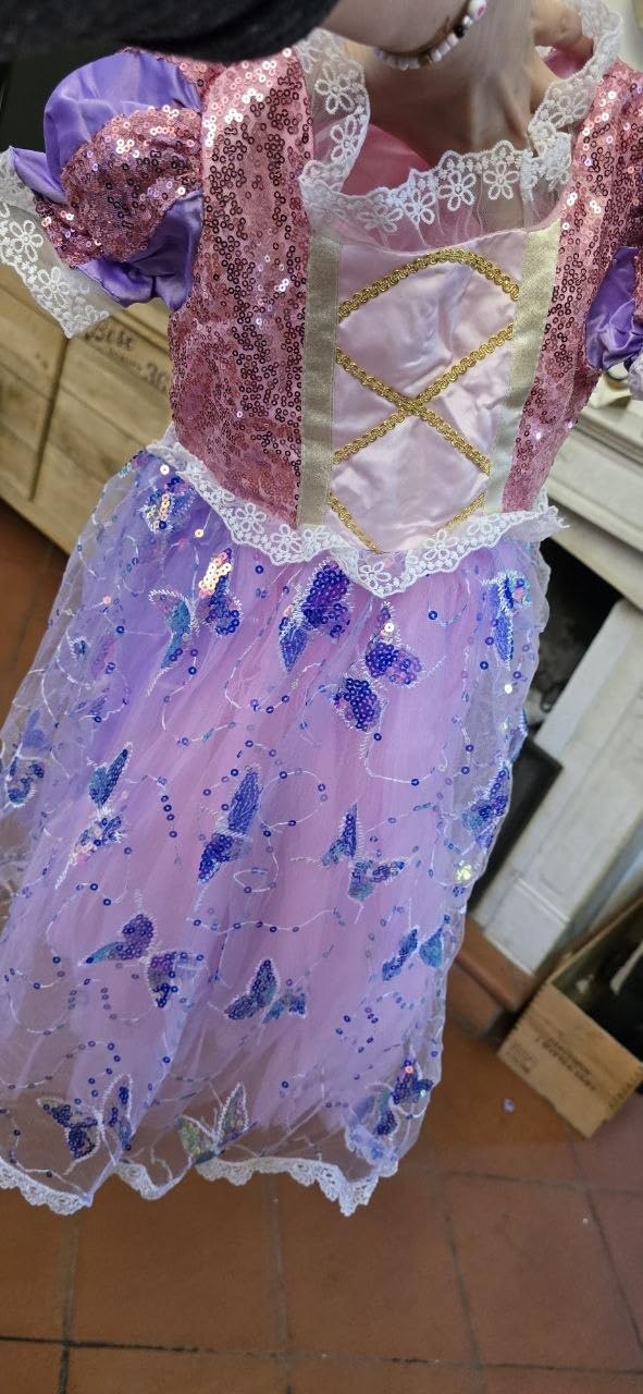 YYDSXK Prinzessin Kleid Mädchen 110 Lila mit Krone Kette