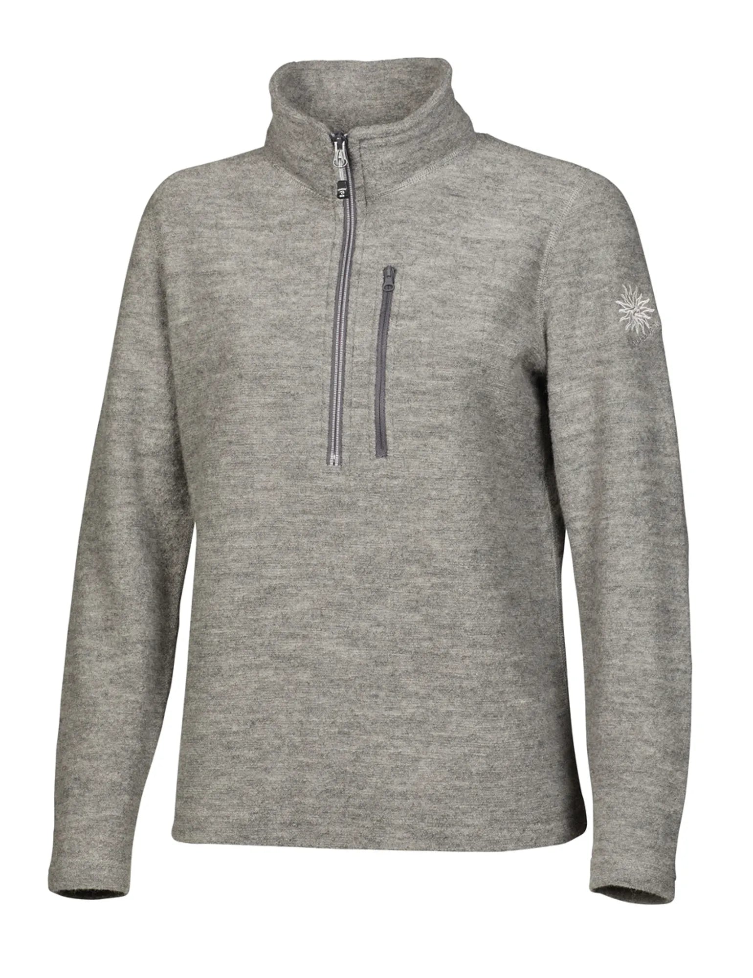 Ivanhoe Bonnie Half Zip Damen Pullover Grey Marl 98% Wolle