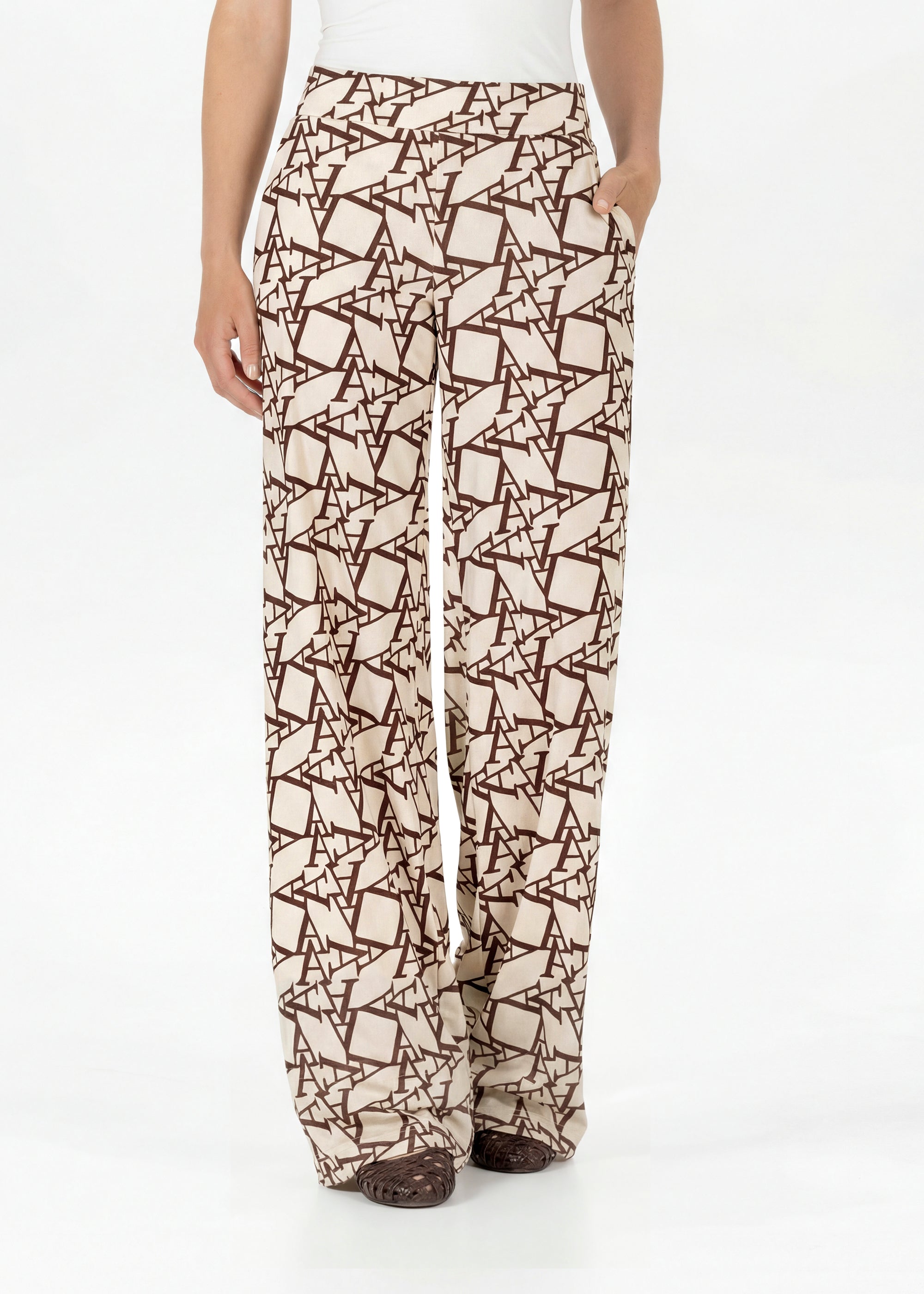 Stehmann Hamatit Schlupfhose coffee bean Print Relaxed
