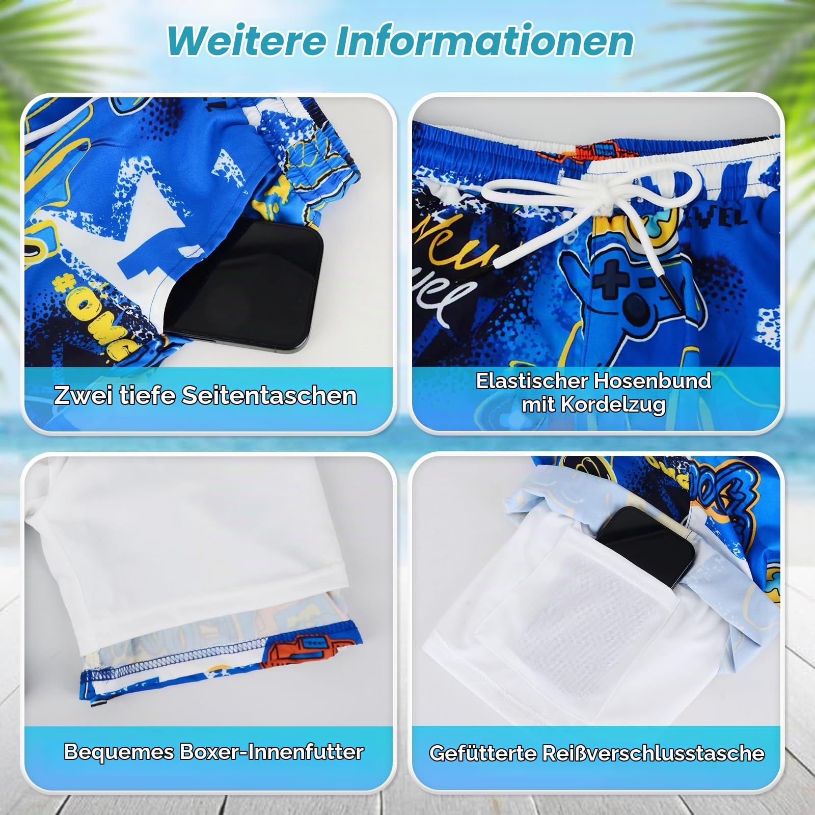 YYDSXK Swimwear Badehose Jungen 150 UV-Schutz 50+ Blau