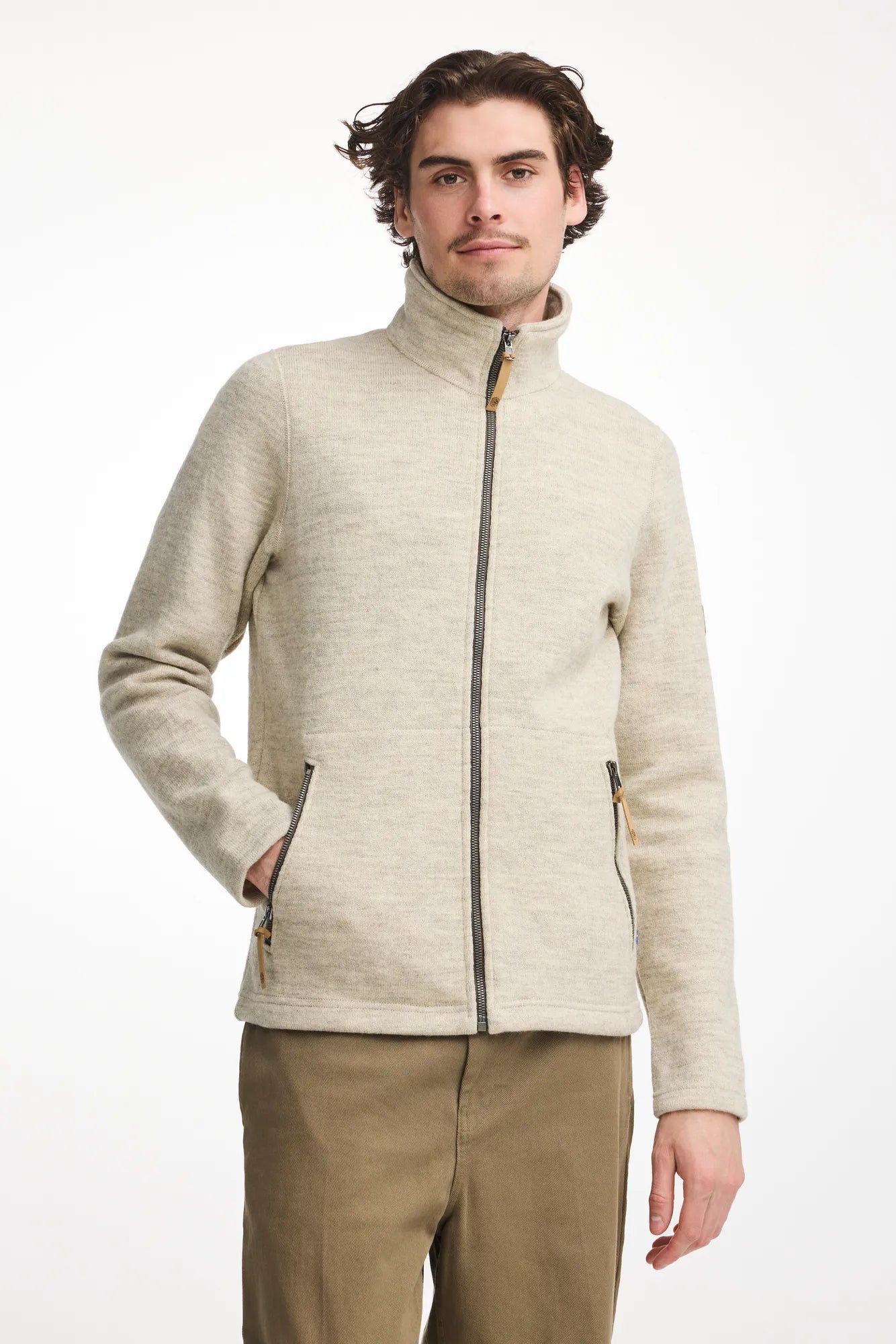Ivanhoe NLS Sap Full Zip Strickjacke Birch 100% Wolle