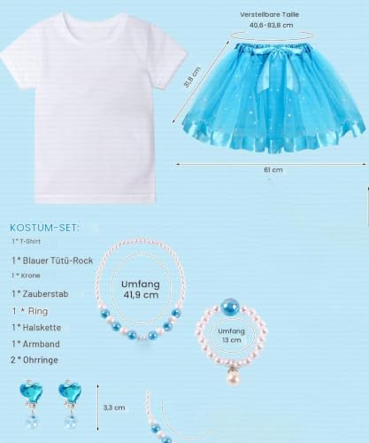 YYDSXK Elsa Kostüm Mädchen Gr. M mit Krone Set