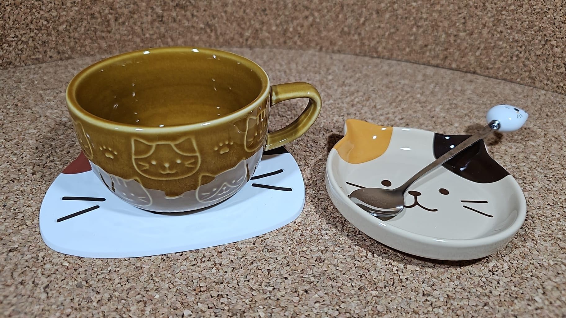 YYDSXK Katzen Tasse mit Deckel 400ml Geschenkset Keramik