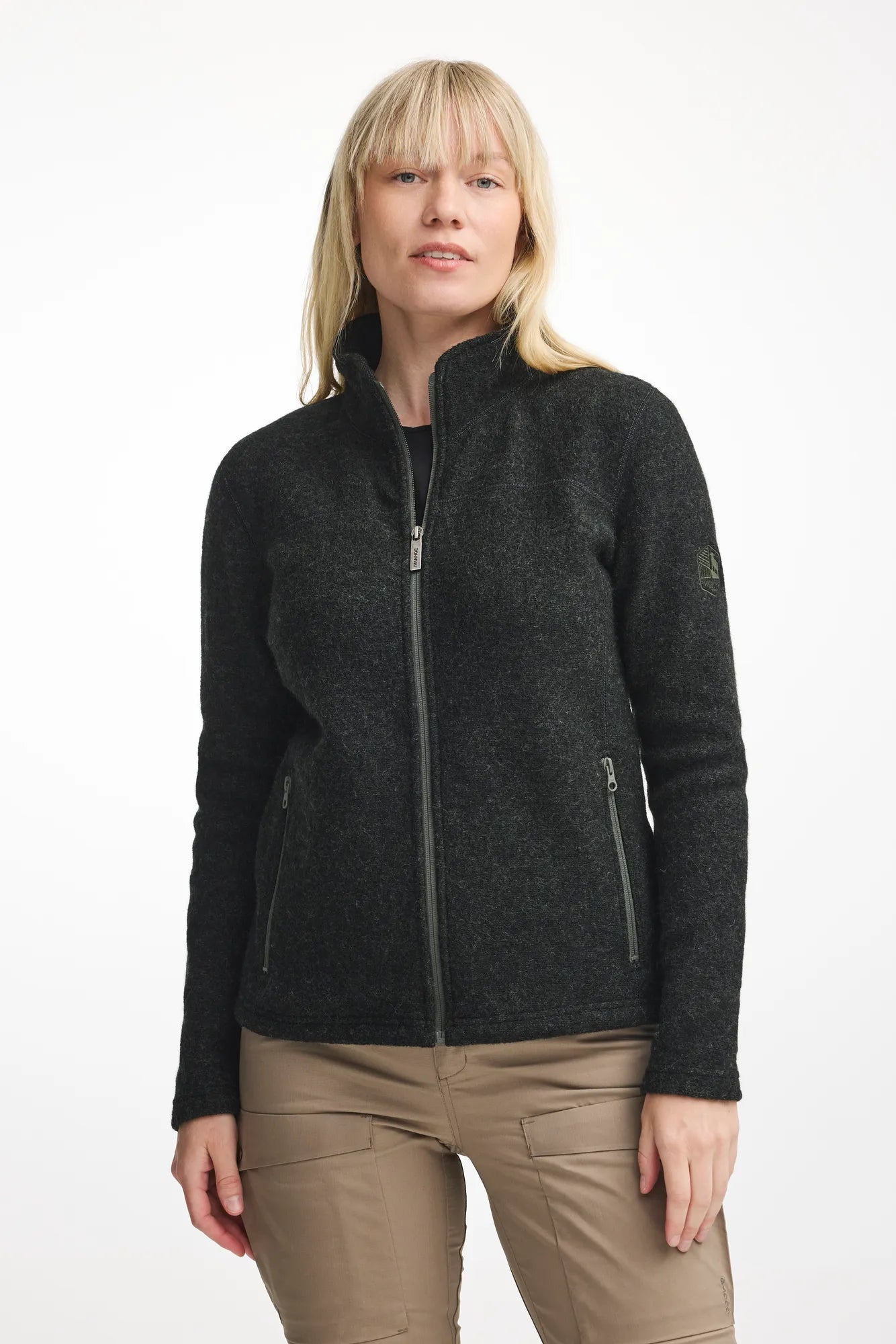Ivanhoe Beata Full Zip Wolljacke Scarab 100% Wolle Gr. 38