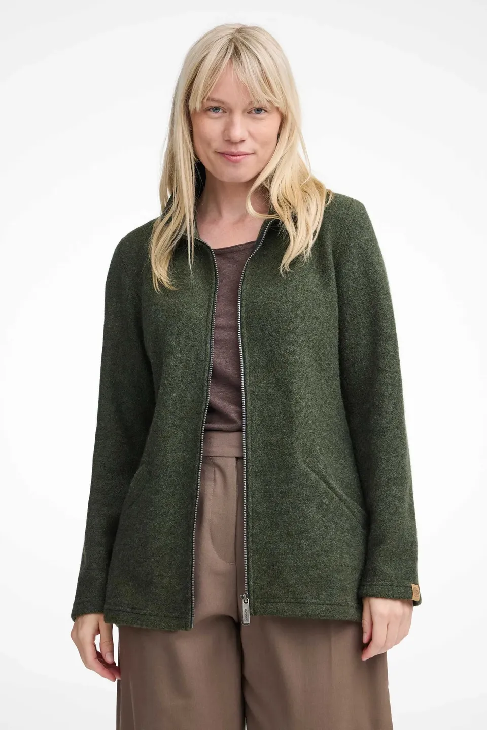 Ivanhoe Brodal Long Strickjacke Loden Green 450g Filzwolle
