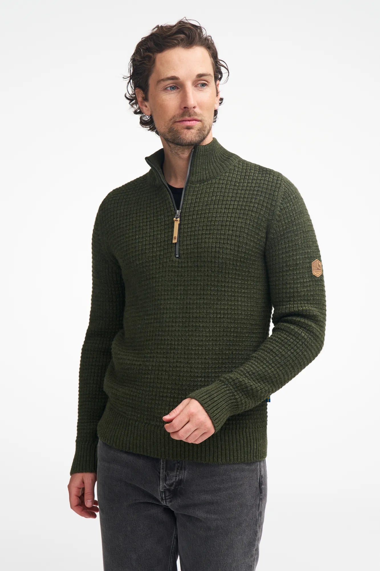 Ivanhoe Moritz Half Zip Wollpullover Navy 100% Wolle