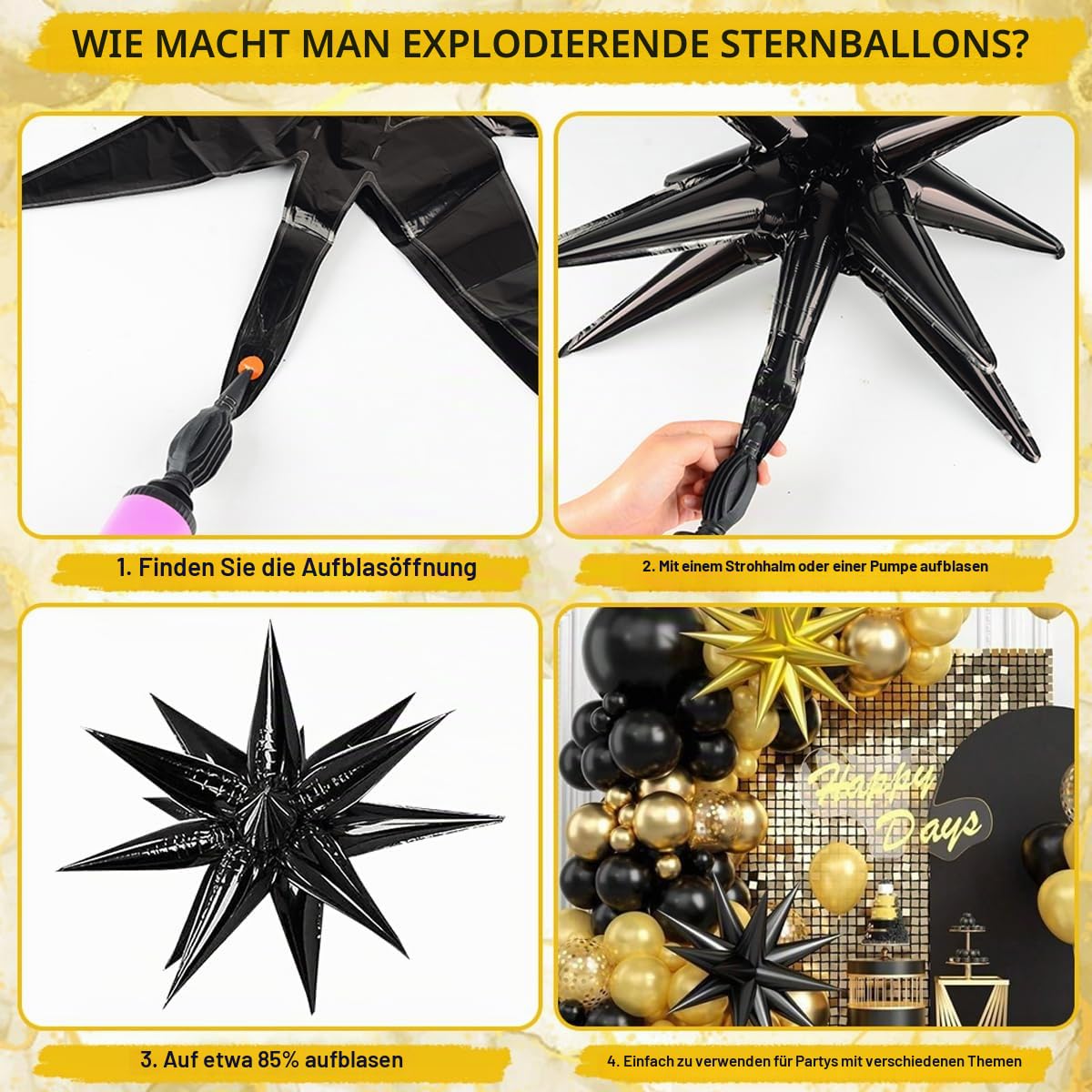 YYDSXK 20er Jahre Party Deko Set Schwarz Gold 131-tlg