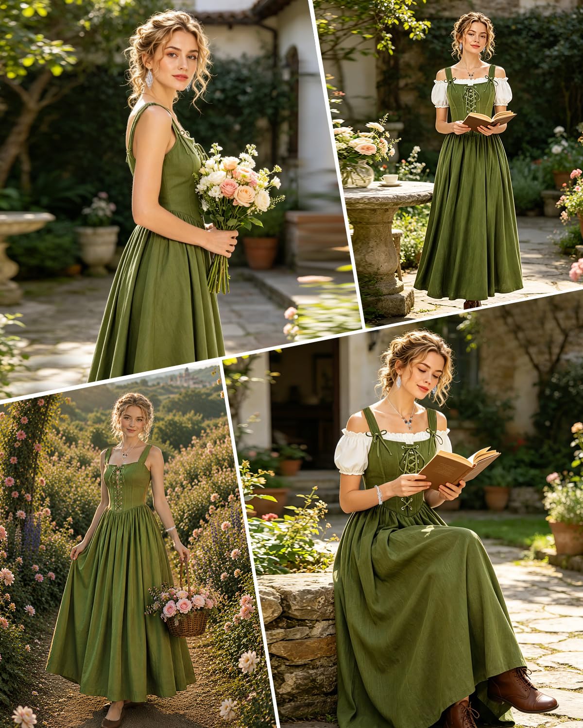 YYDSXK Mittelalter Kleidung Damen Set 2-teilig Gr.M