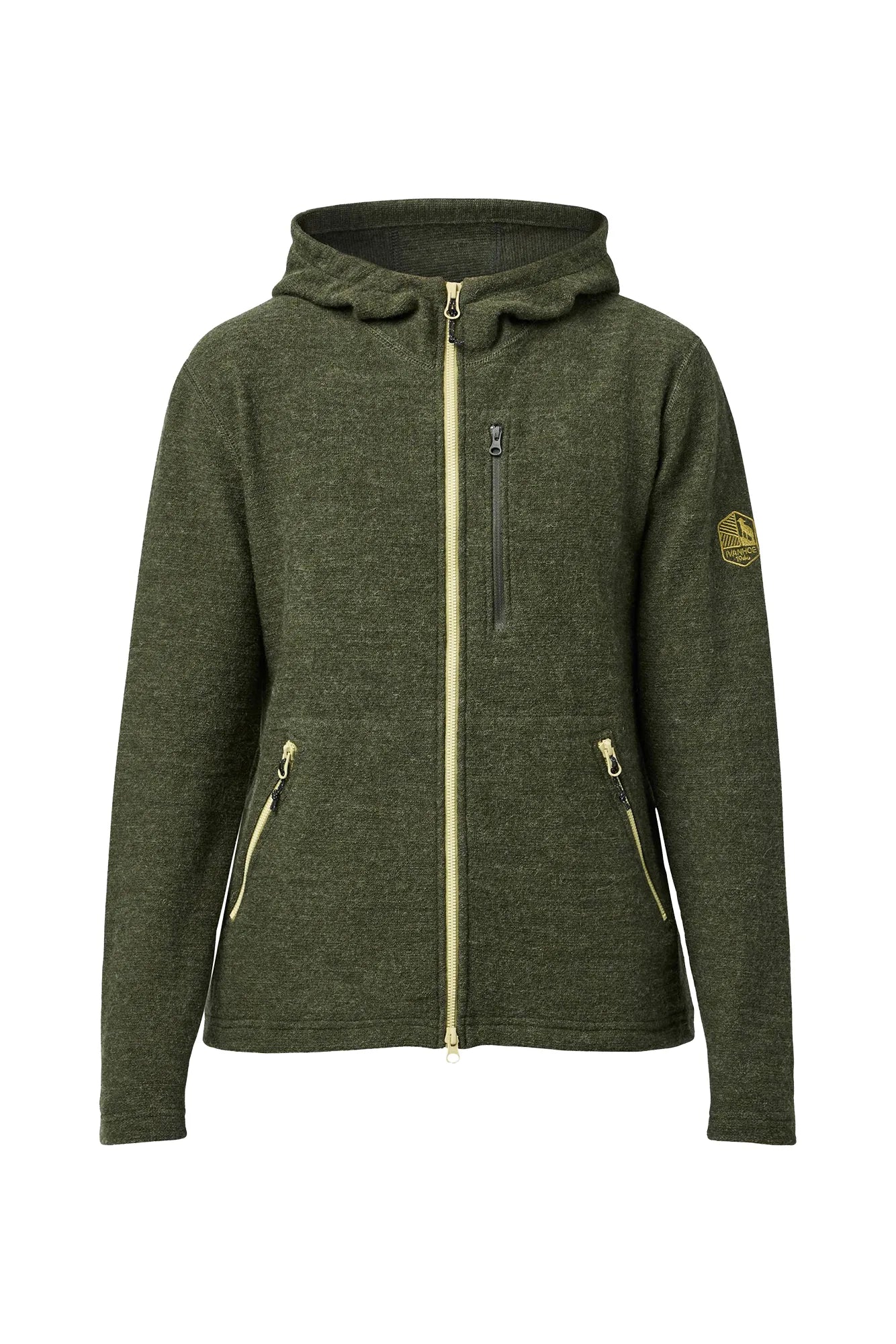 Ivanhoe Tara Hood Hoodie Loden Green Wolle Stretch