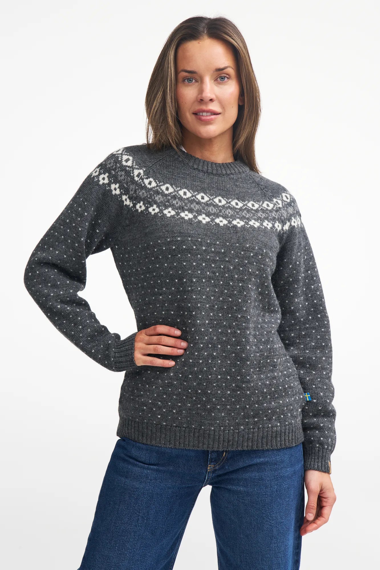 Ivanhoe Sire Crewneck Wollpullover grey 100% Wolle gemustert