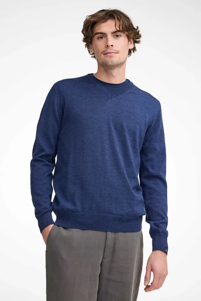 Ivanhoe Merino V-Neck Pullover Steelblue Merino