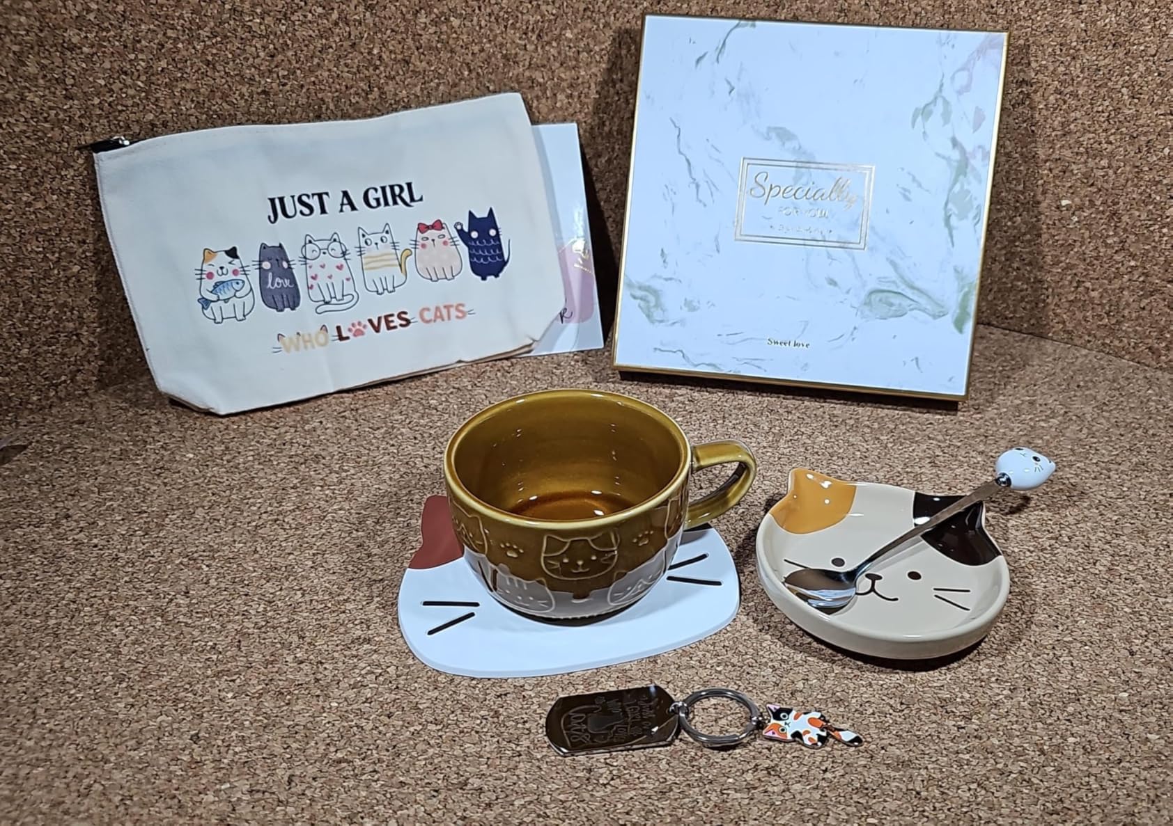 YYDSXK Katzen Tasse mit Deckel 400ml Geschenkset Keramik