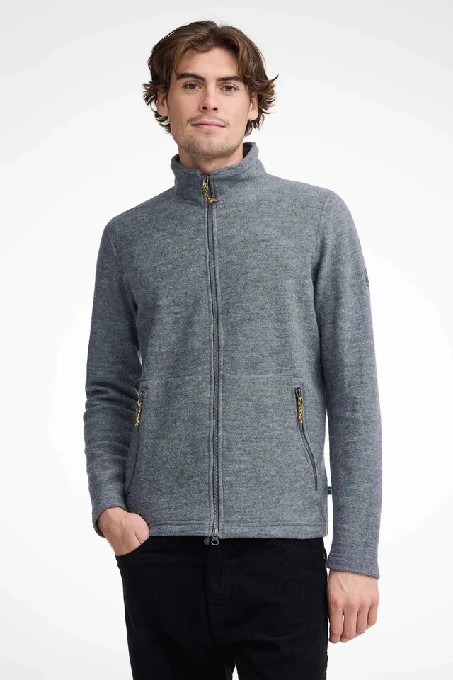Ivanhoe Louie Full Zip Wollpullover Grey Stretch