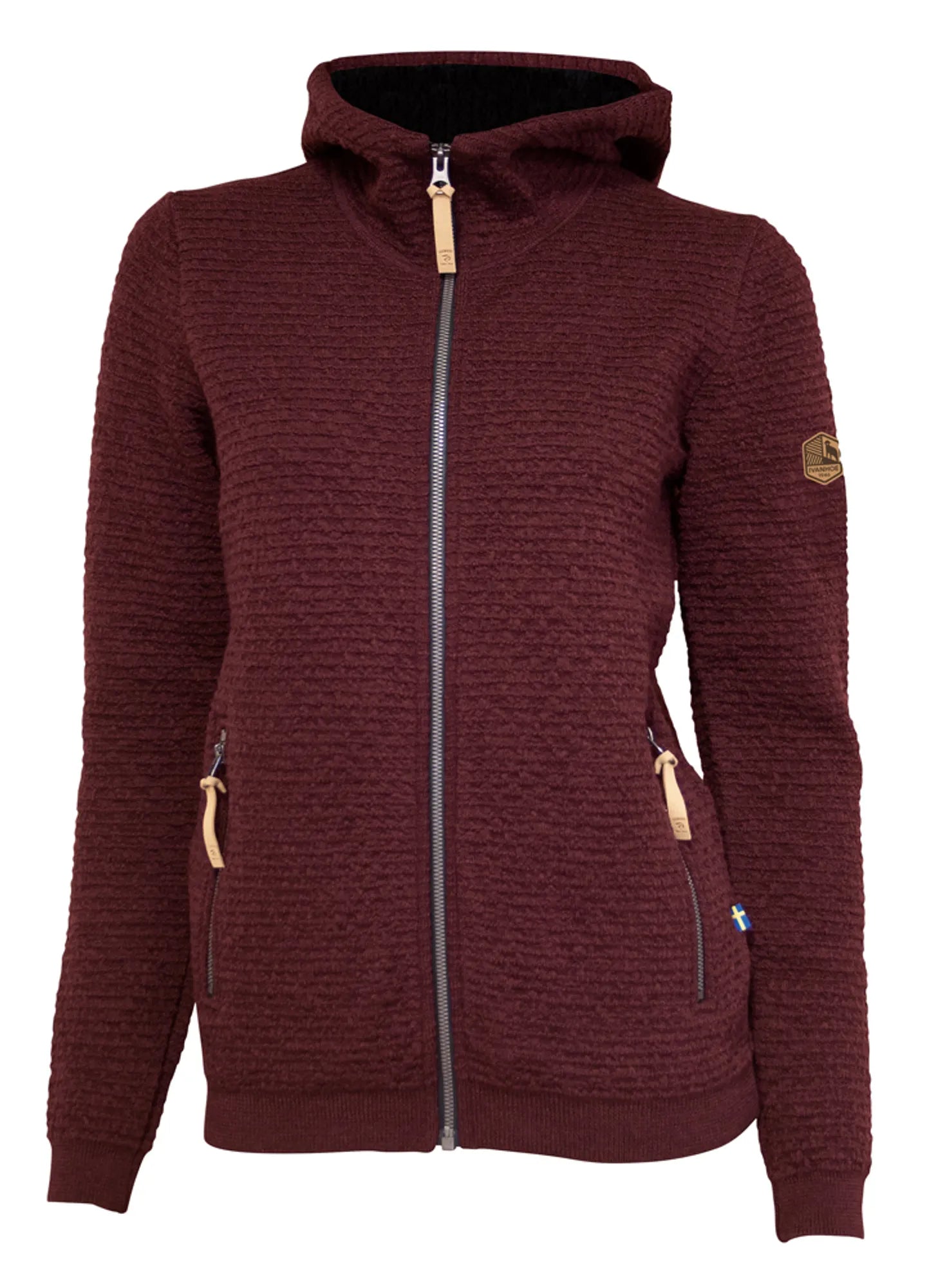 Ivanhoe Morel Hood Strickhoodie ruby wine 40 Wolle