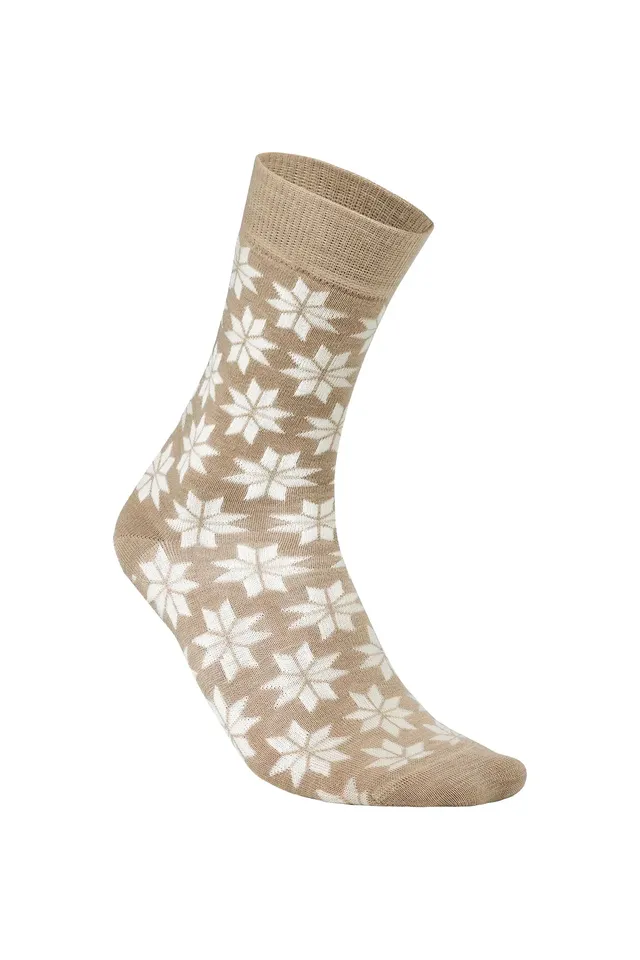Ivanhoe Wool Sock Snowflake Wollsocken Sand 39-42
