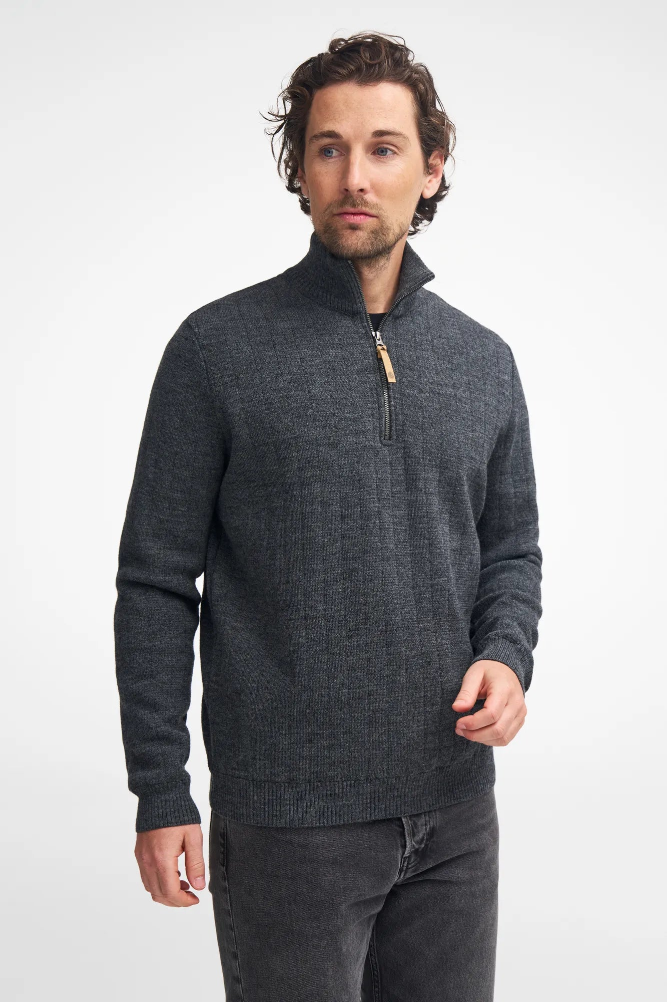 Ivanhoe Hugo Half Zip Windbreaker Herren Grau Wolle