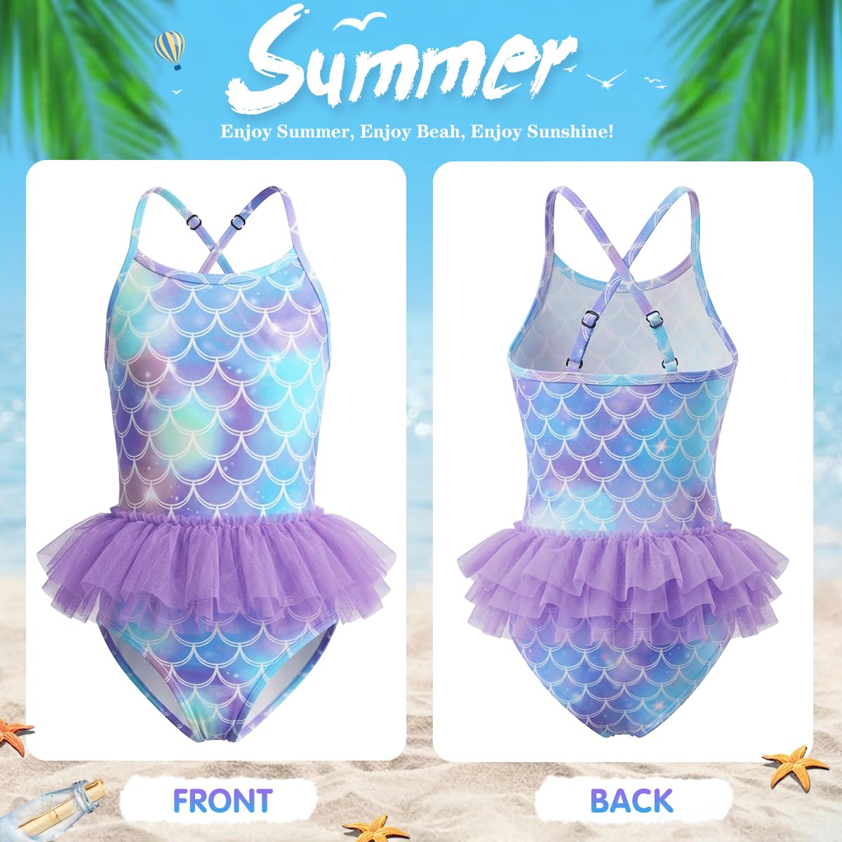 YYDSXK Swimwear Badeanzug Mädchen Meerjungfrau 5-6 Jahre
