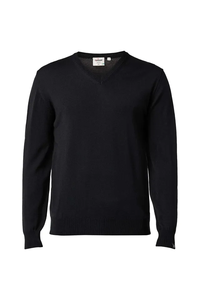 Ivanhoe Merino V-Neck Male Merinopullover Herren Black