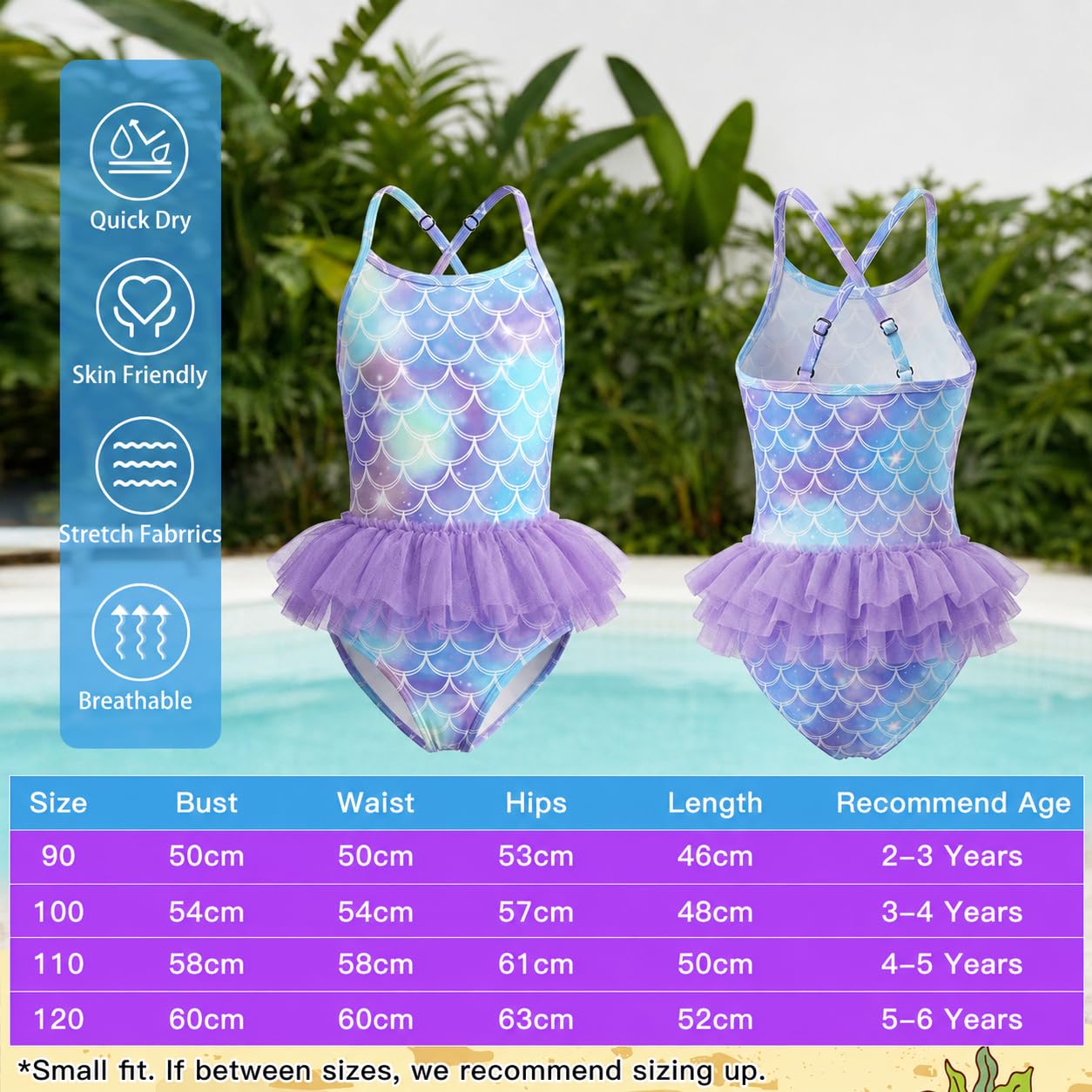 YYDSXK Swimwear Badeanzug Mädchen Meerjungfrau 5-6 Jahre