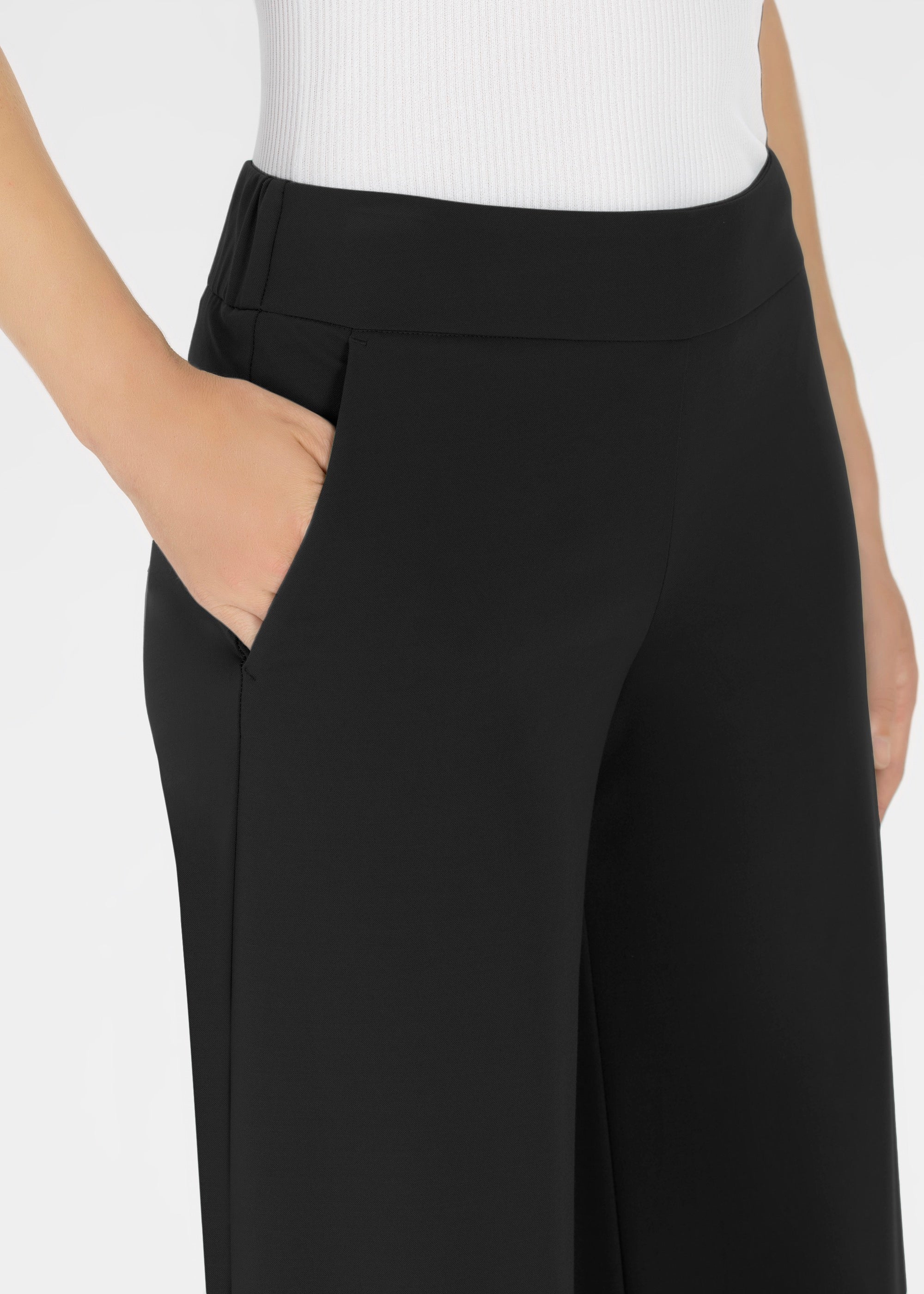 Stehmann Hamatit Sommerjersey Hose schwarz Wide-Leg 38