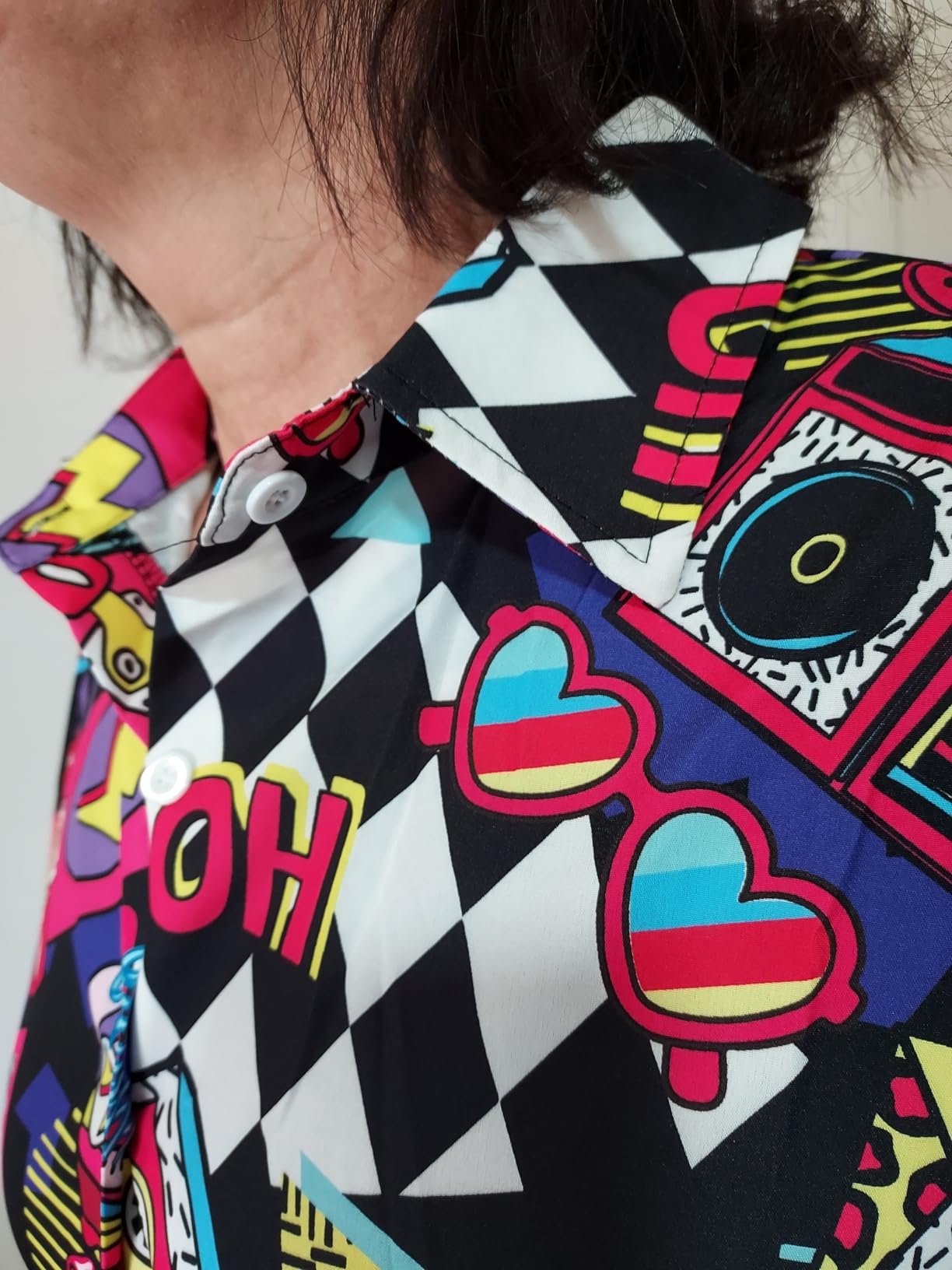 YYDSXK Hawaii Outfit Damen Neon Kurzarm Shirt Sonnenbrille