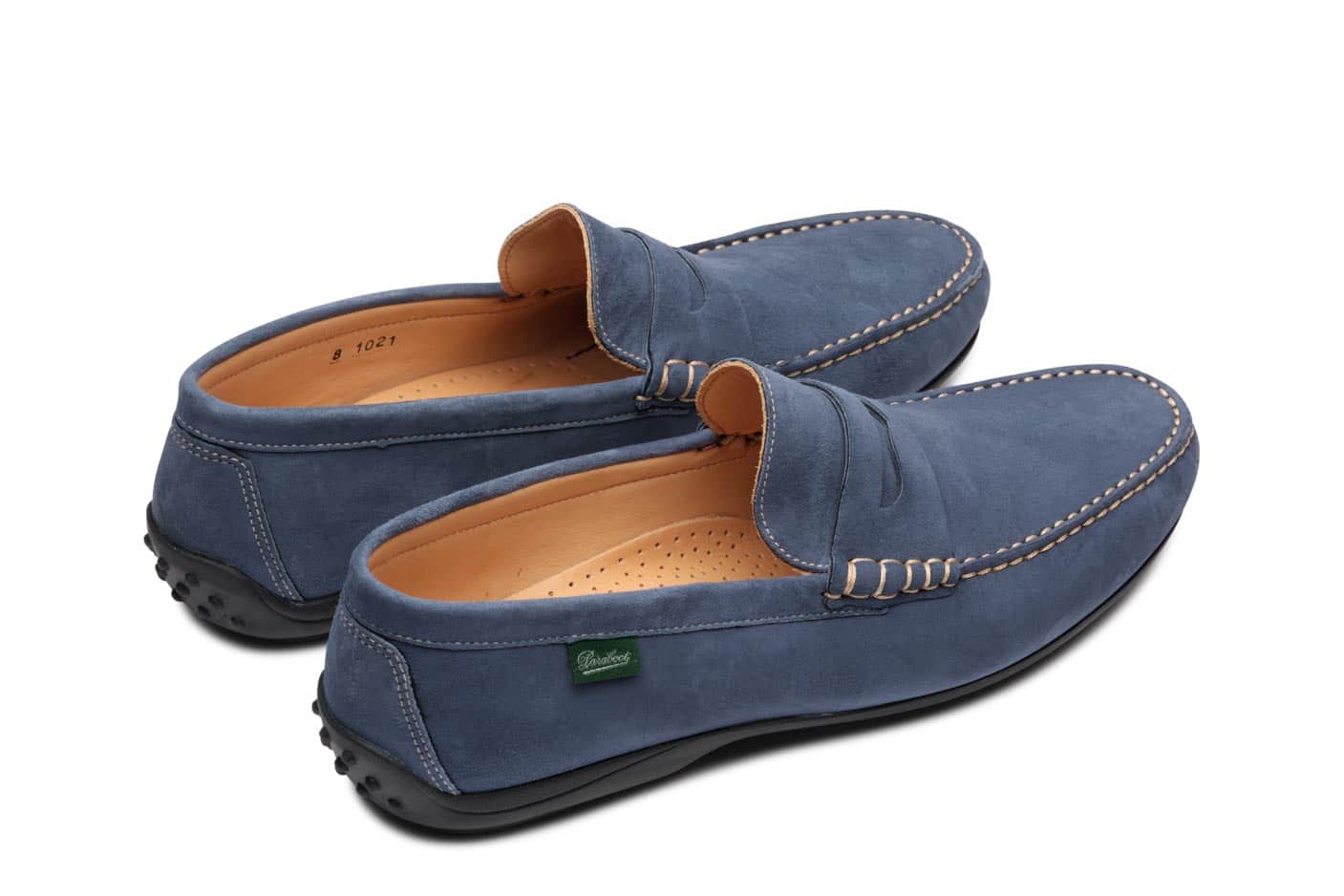 Paraboot Cabrio Damier Loafer Noire Velours Karo Blau