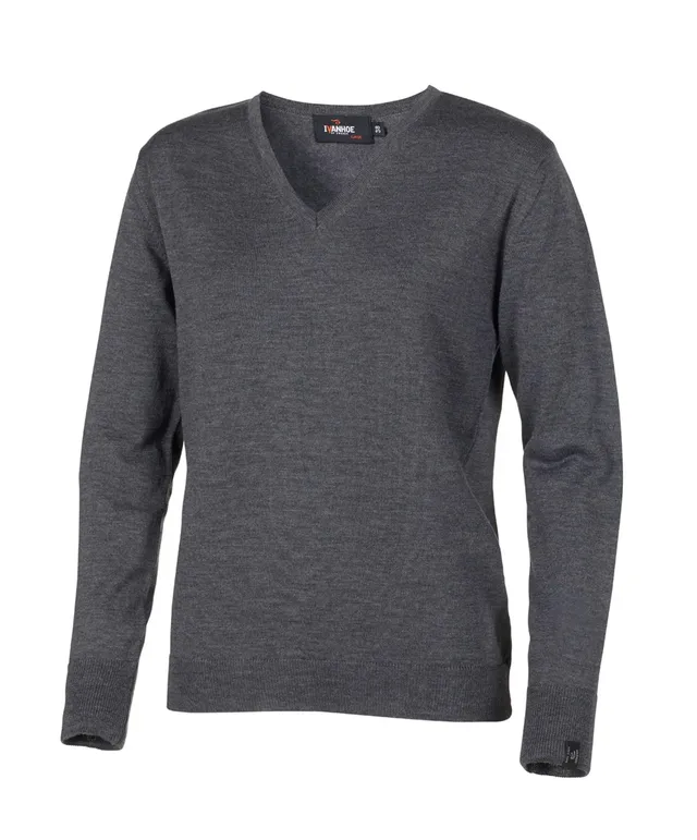 Ivanhoe Merino V-Neck Wollpullover Grey 36