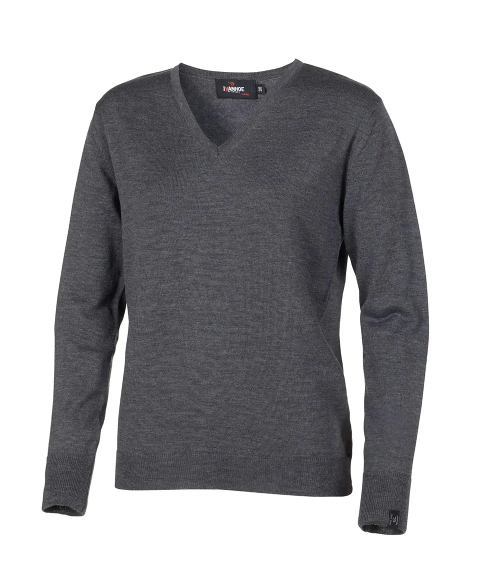 Ivanhoe Merino V-Neck Wollpullover Grey 36