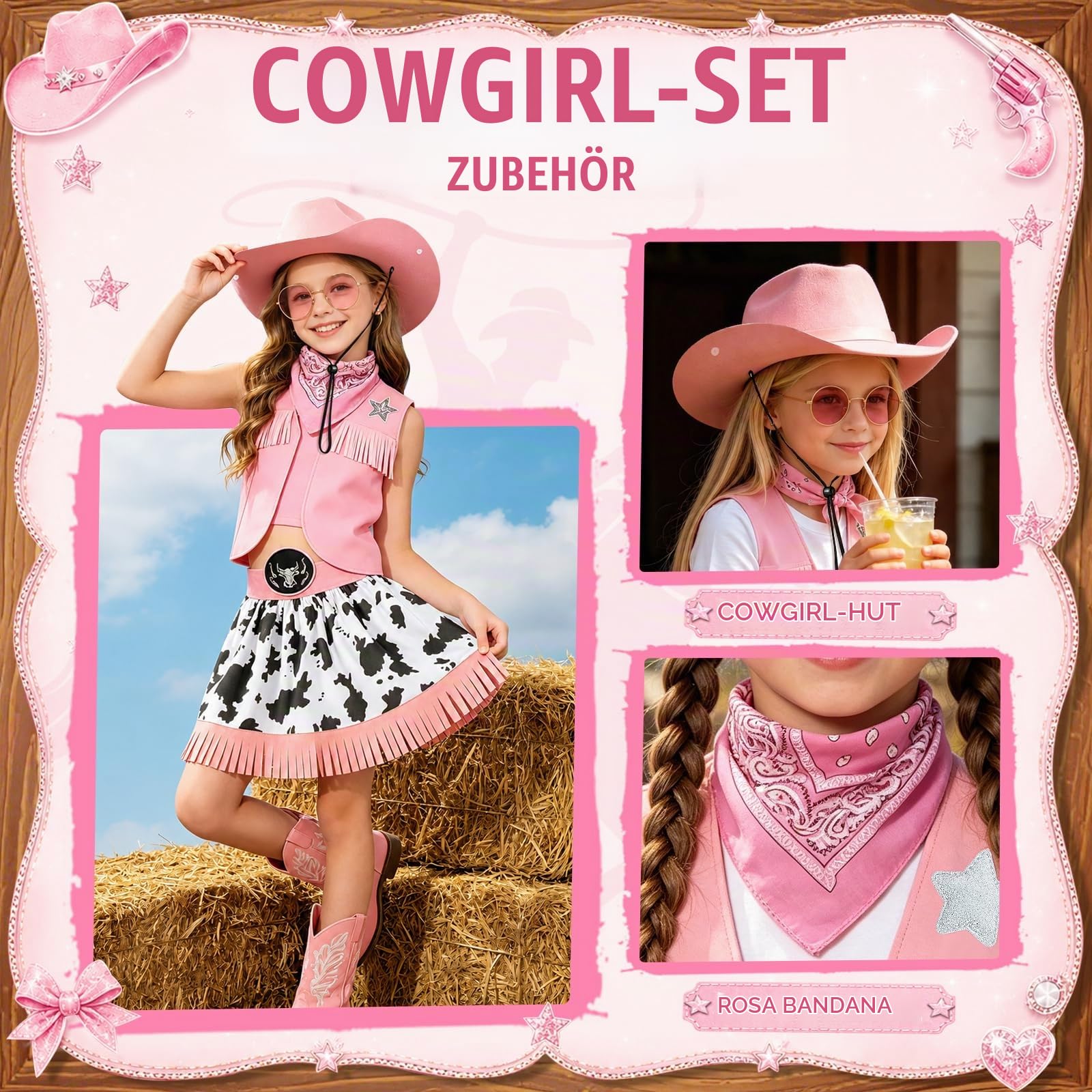 YYDSXK Cowboy Kostüm Kinder Mädchen Weste Gr.130