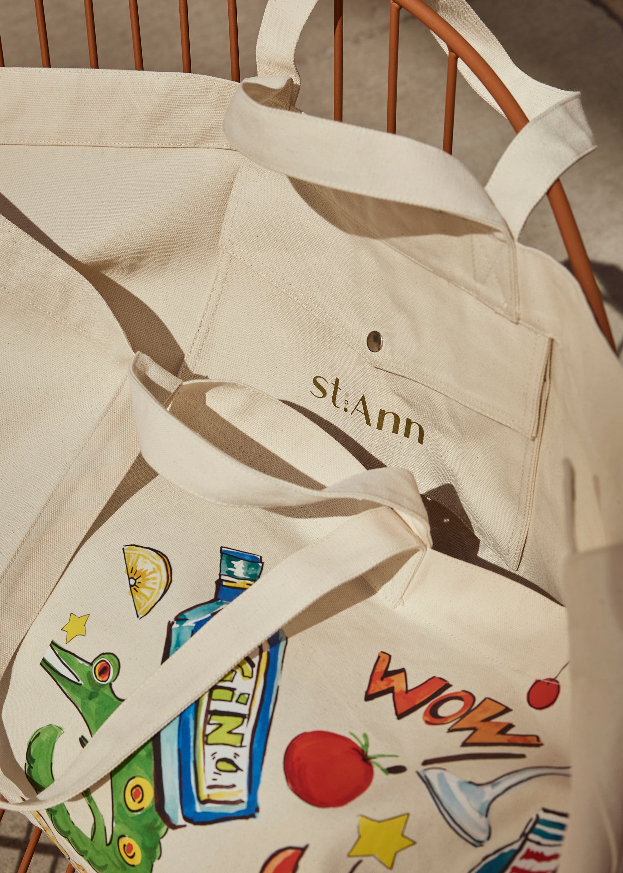 Stehmann Beach Bag natur Canvas Cocktail-Print