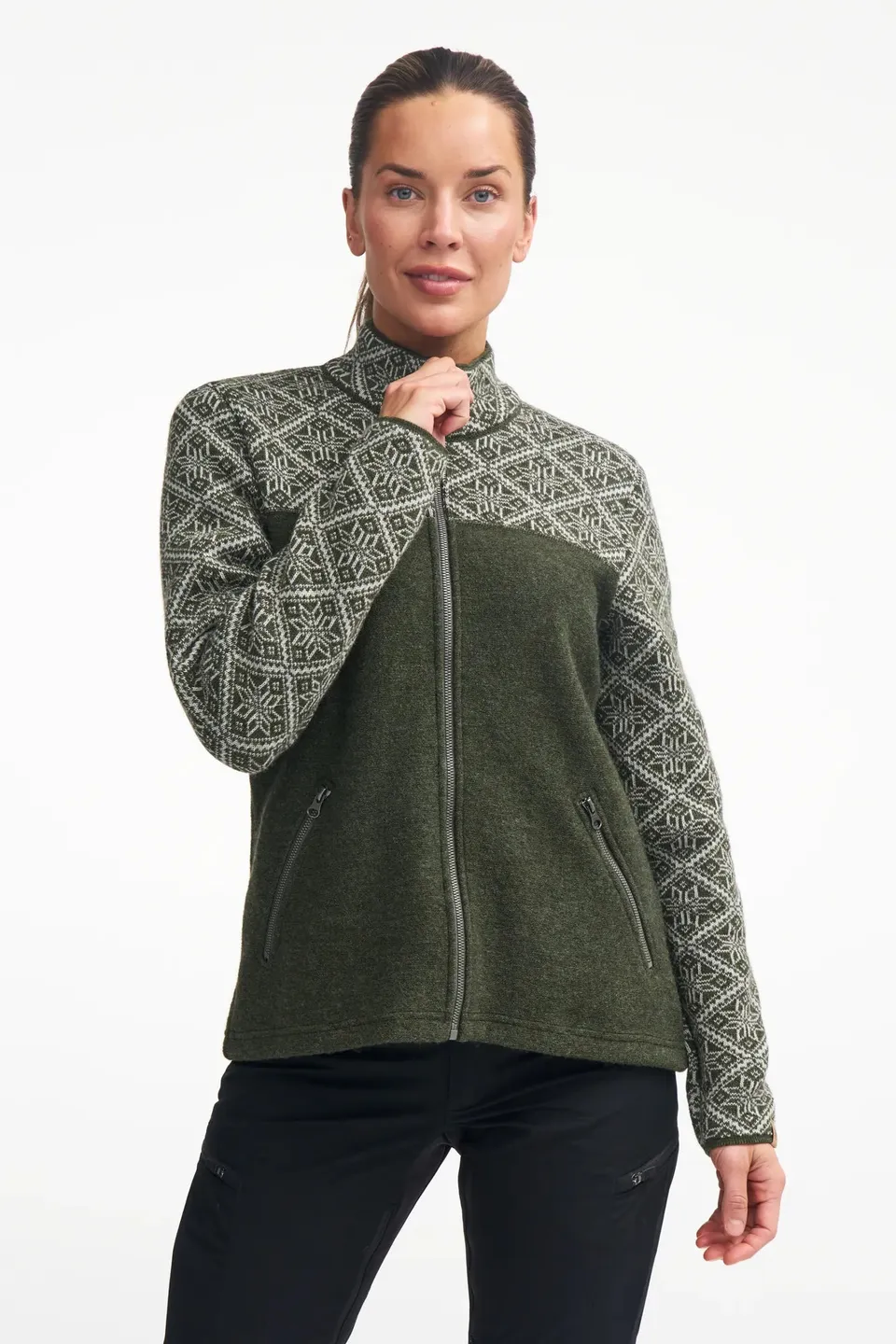 Ivanhoe Ellie Full Zip Strickjacke Loden Green Gr 38 100% Wolle