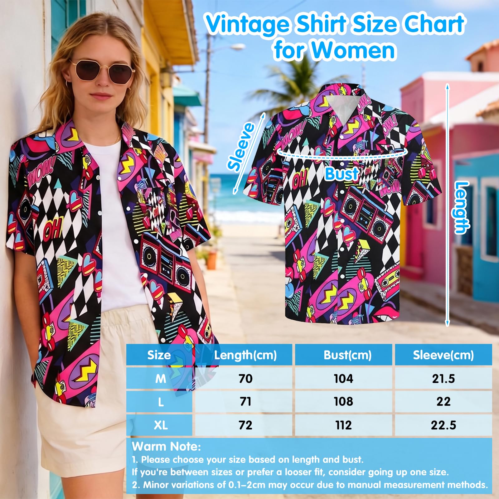 YYDSXK Hawaii Outfit Damen Neon Kurzarm Shirt Sonnenbrille