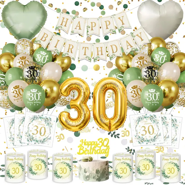 YYDSXK 30. Geburtstag Deko Set Salbeigrün Gold 30 Jahre
