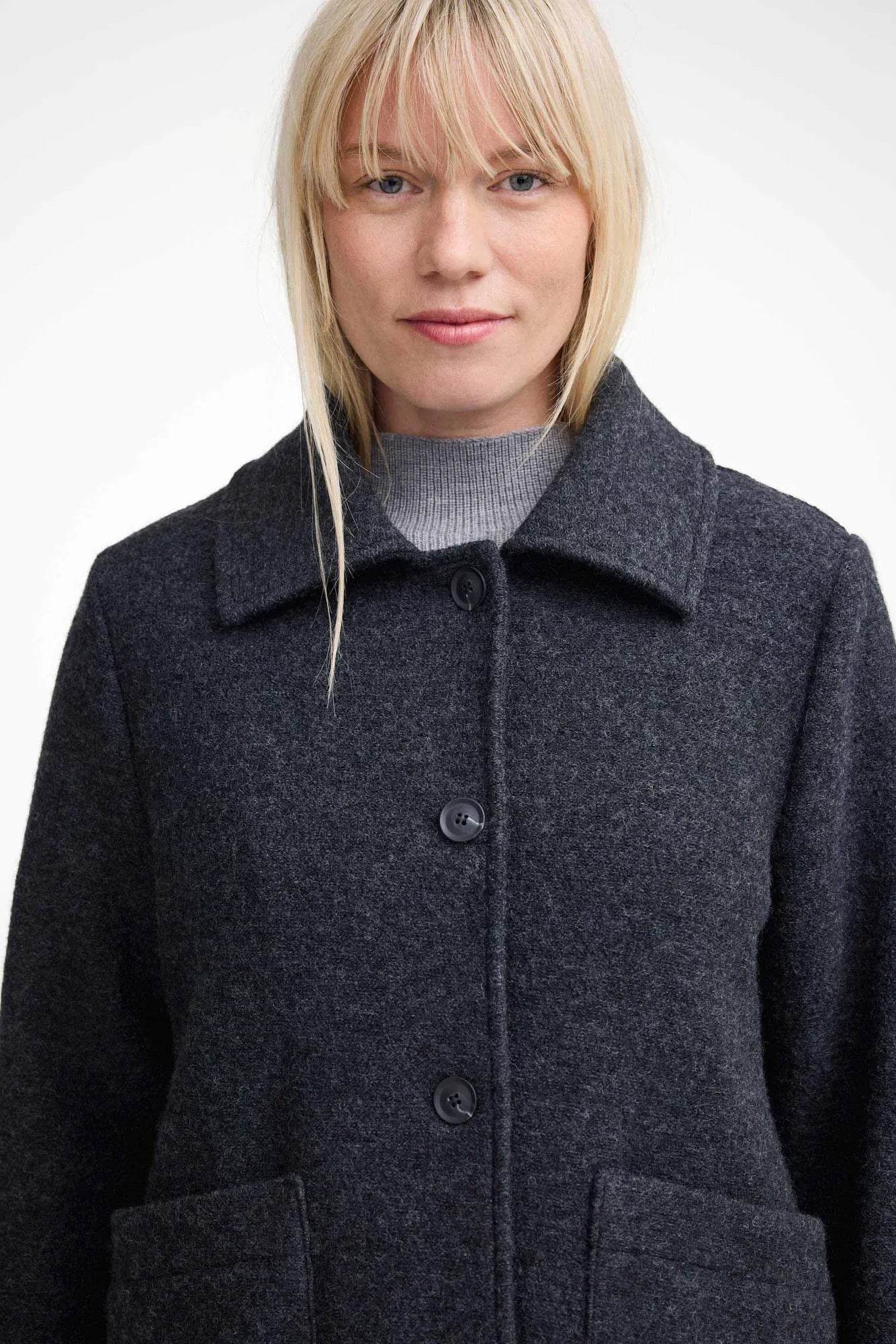 Ivanhoe Aplared Mantel Damen 36 Graphite Marl Filzwolle