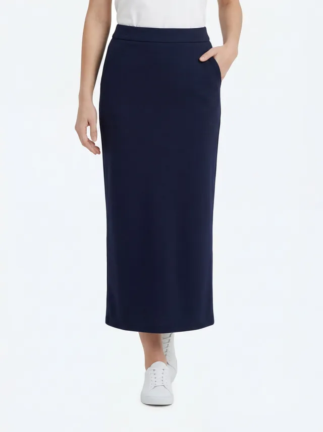 Stehmann Hamatit Midi-Rock marine Relaxed Fit Bonded Tec