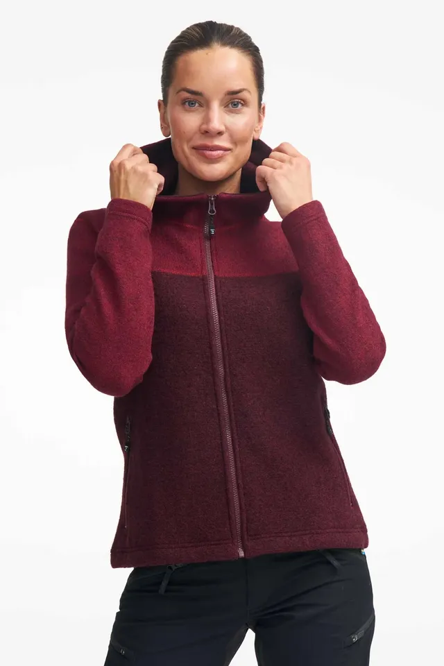 Ivanhoe Hilma Hood Wollhoodie Damen deep red 100% Wolle
