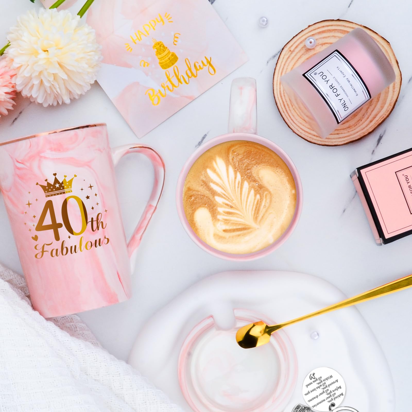 YYDSXK 40. Geburtstag Tasse Set Rosa Geschenkbox
