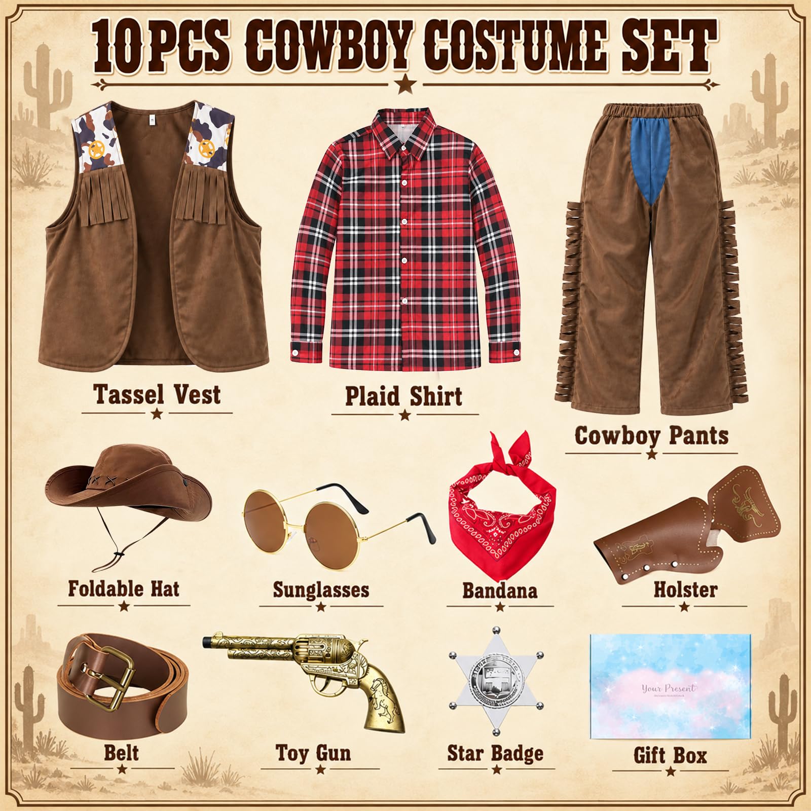 YYDSXK Cowboy Kostüm Kinder Gr. 140 Western