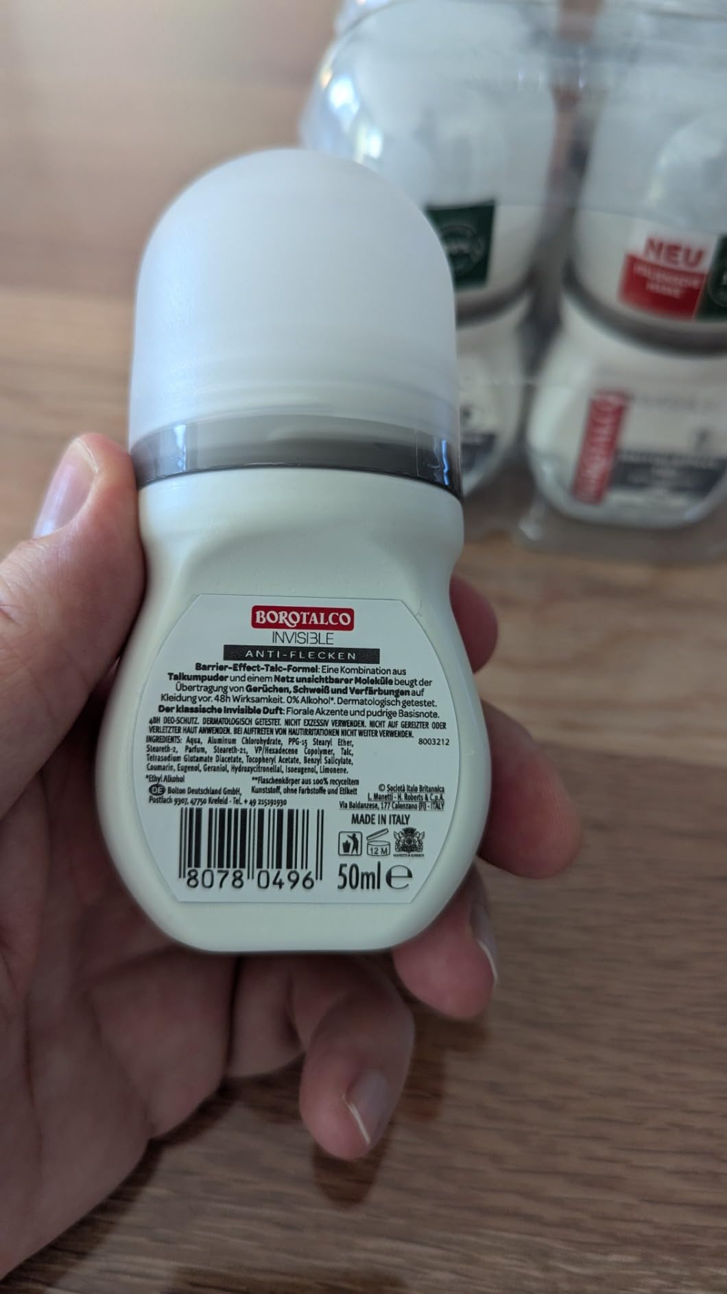 Borotalco Invisible Deo Roll-On 6x50 ml 48h Fleckenschutz