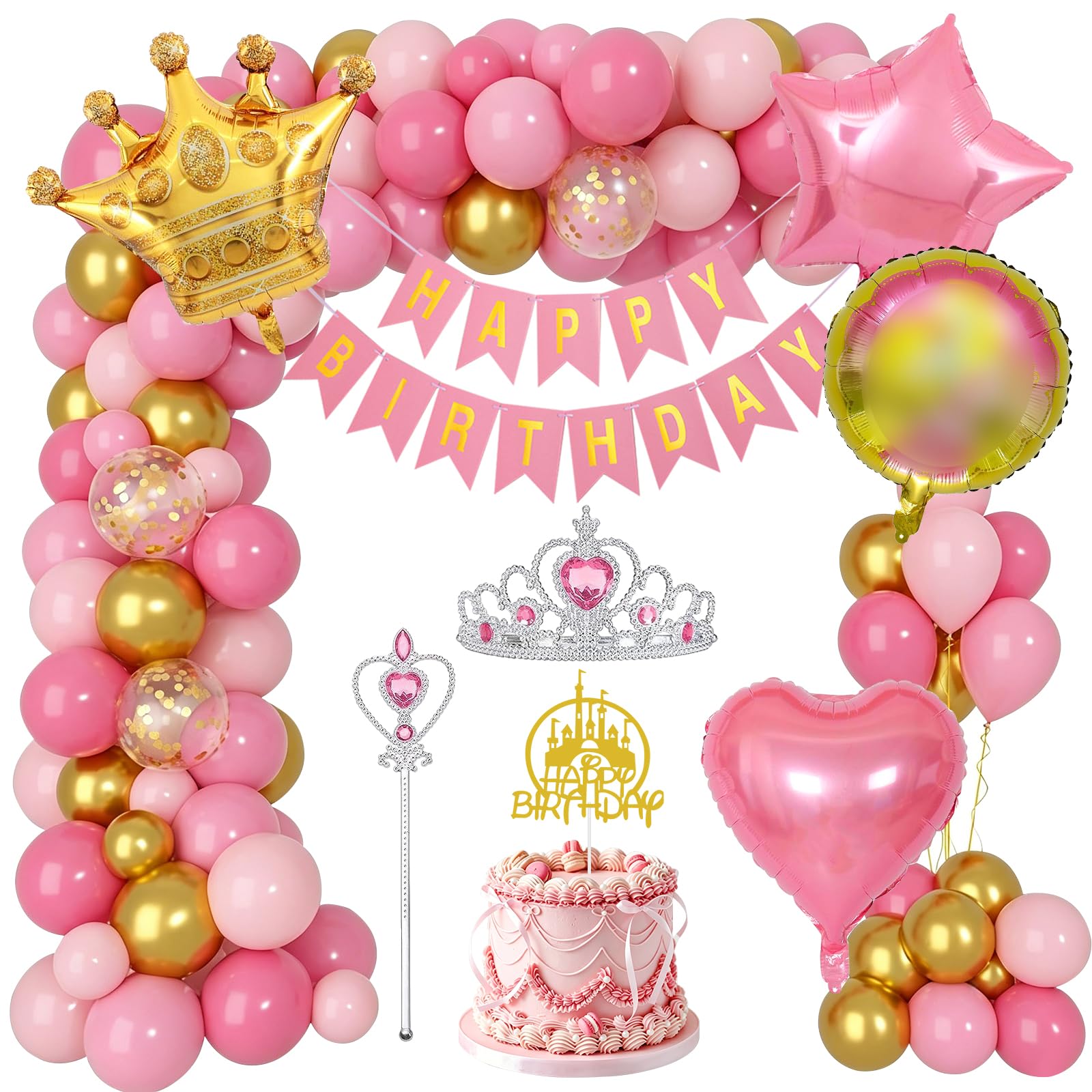 YYDSXK Party Decorations Geburtstagsdeko Aurora Rosa Gold