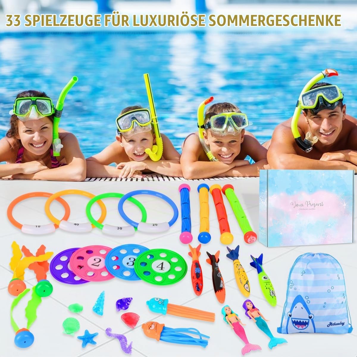 YYDSXK Dive Toys Tauchspielzeug Kinder 33 Teile mit Box