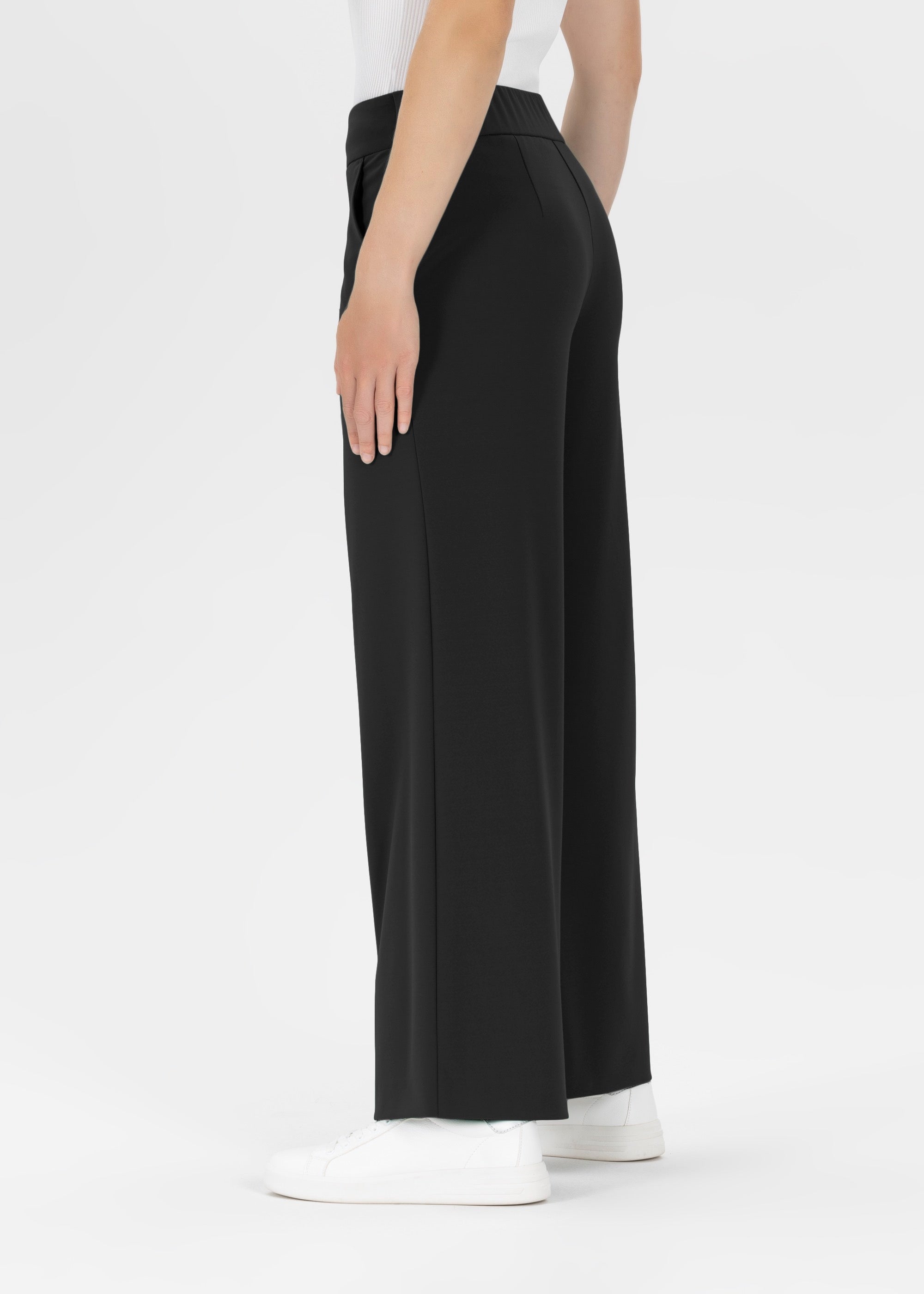Stehmann Hamatit Sommerjersey Hose schwarz Wide-Leg 38