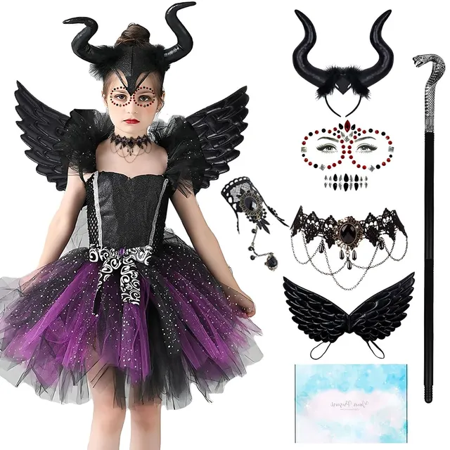 YYDSXK Maleficent Kostüm Kinder 120 Hexenkleid mit Flügel