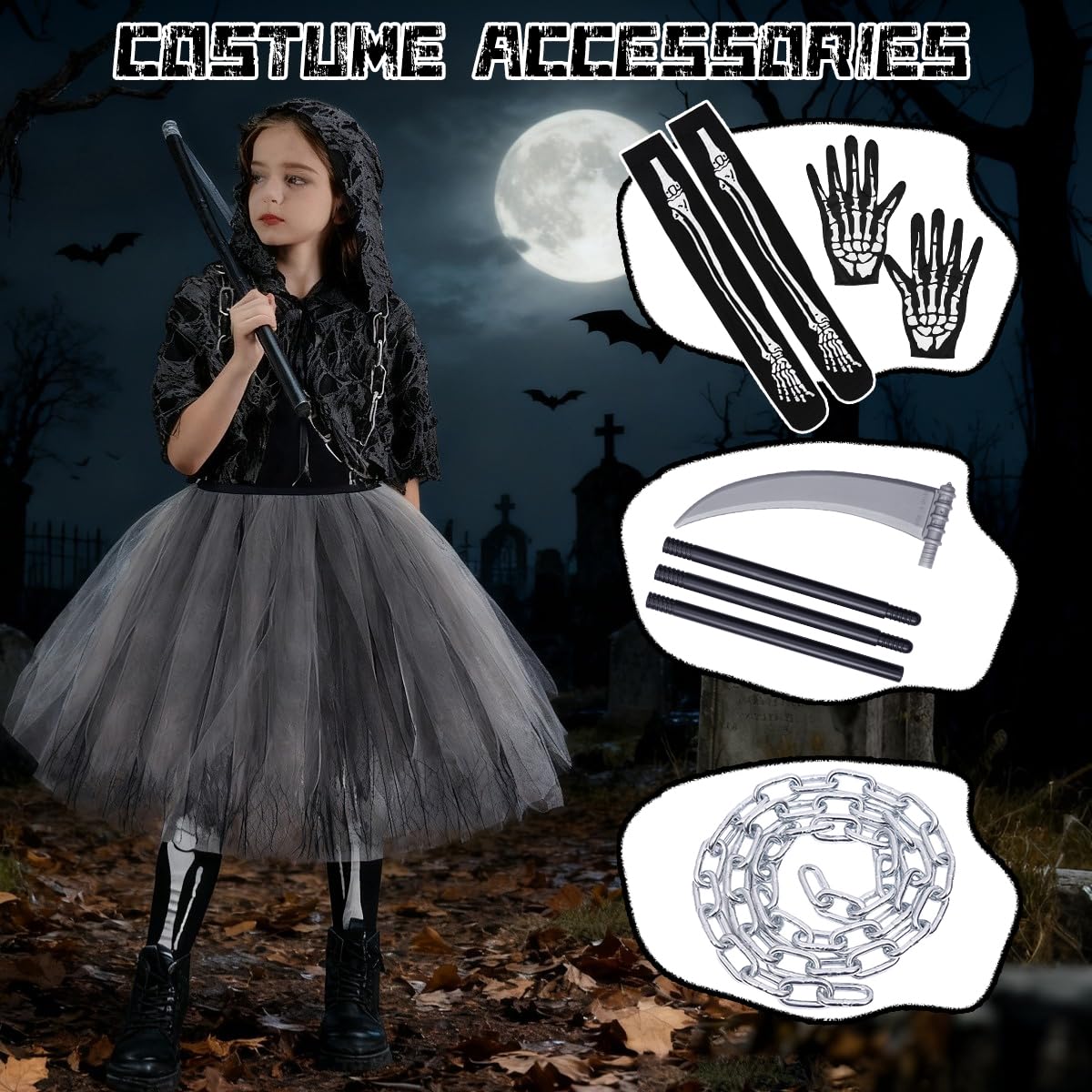 YYDSXK Sensenmann Kostüm Kinder Gr. 140 Halloween