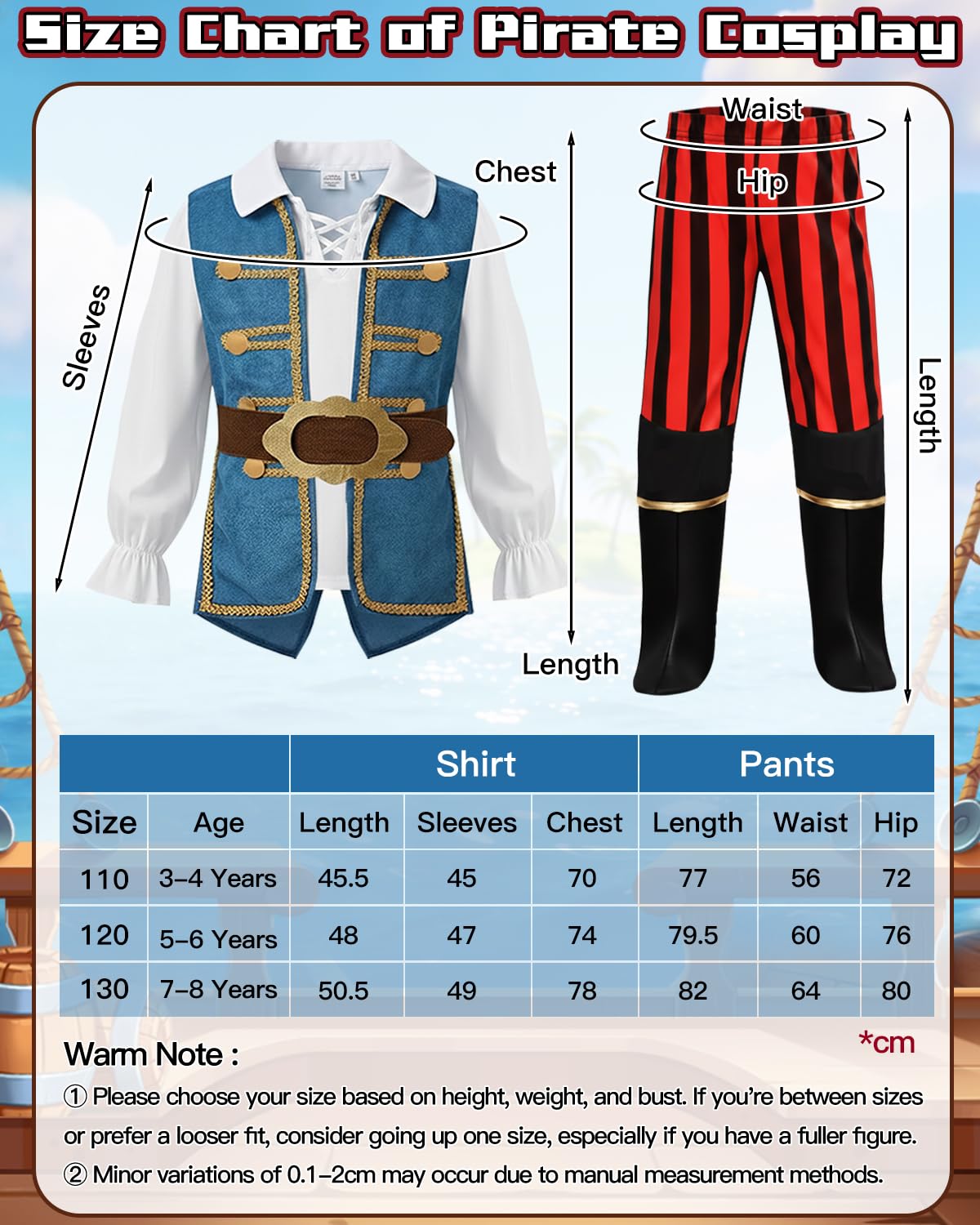 YYDSXK Costumes Piraten Kostüm Kinder Hut Gr. 120
