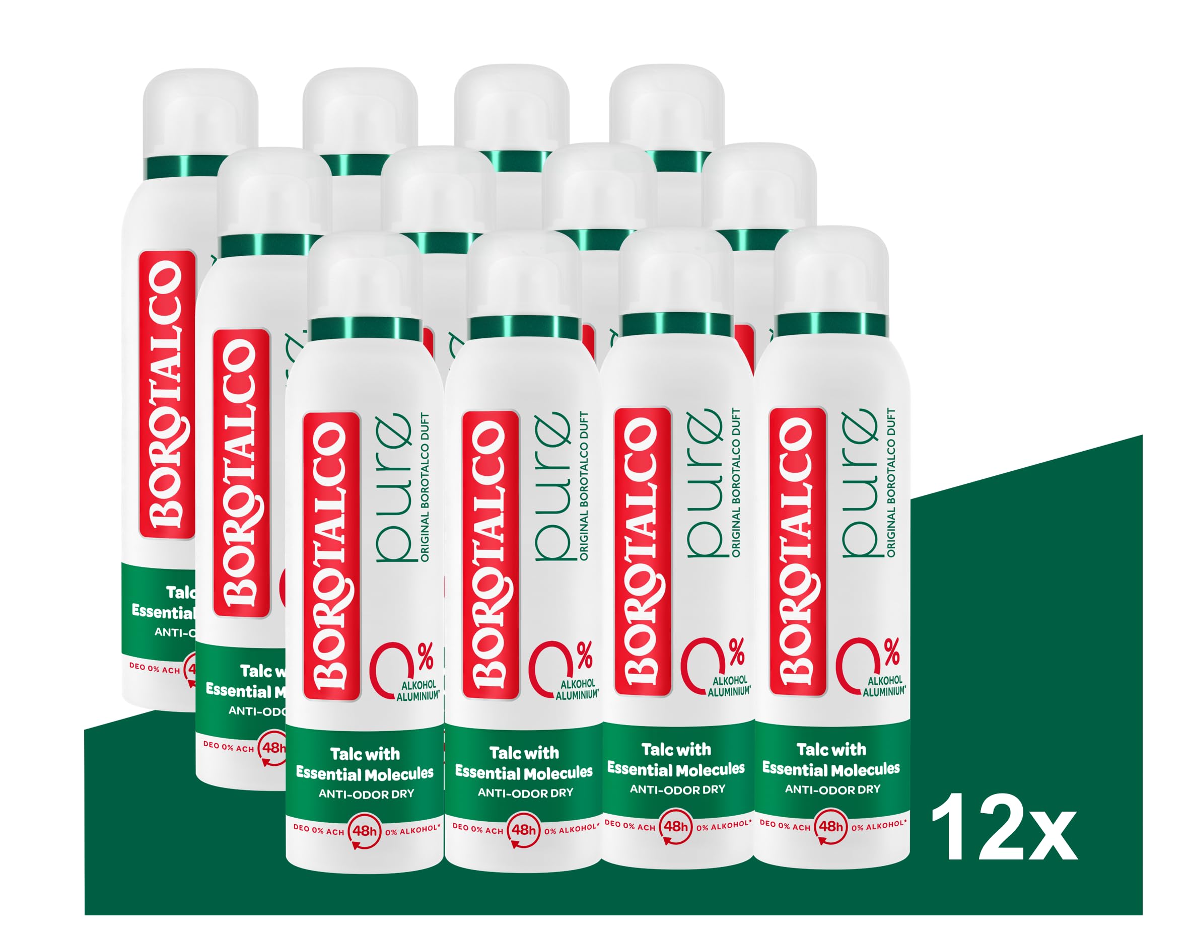 Borotalco Pure Deospray 12x150 ml Original Duft ohne Alu